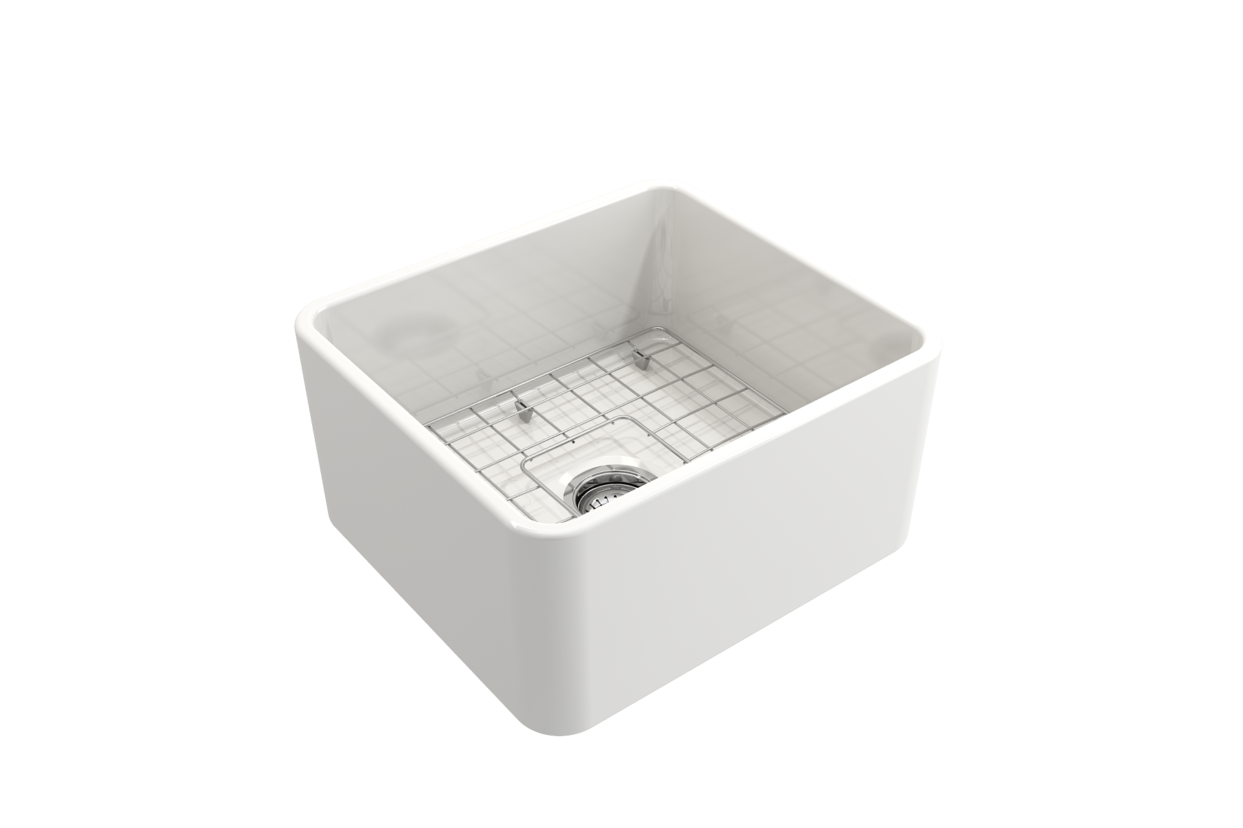 Classico Farmhouse Apron Front Fireclay 20 in. Single Bowl Kitchen Sink with Protective Bottom Grid and Strainer 1136