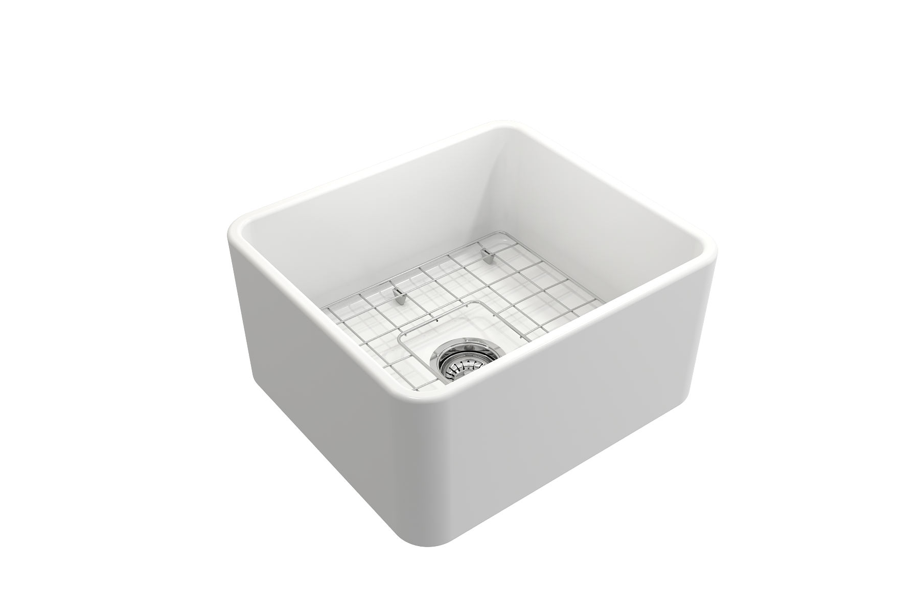 Classico Farmhouse Apron Front Fireclay 20 in. Single Bowl Kitchen Sink with Protective Bottom Grid and Strainer 1136
