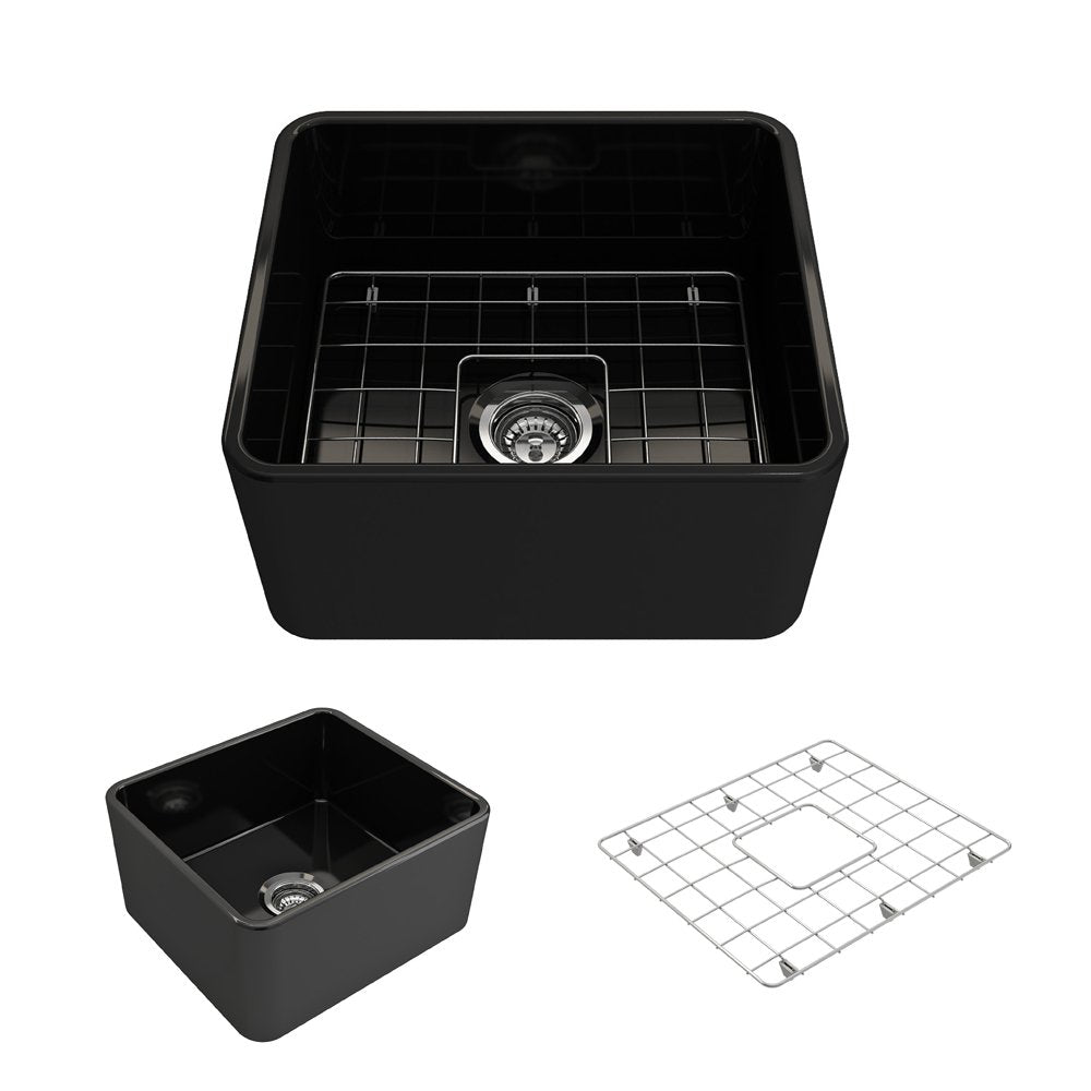 Classico Farmhouse Apron Front Fireclay 20 in. Single Bowl Kitchen Sink with Protective Bottom Grid and Strainer 1136