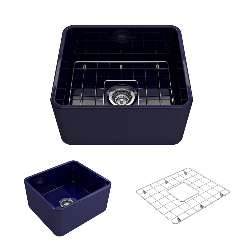 Classico Farmhouse Apron Front Fireclay 20 in. Single Bowl Kitchen Sink with Protective Bottom Grid and Strainer 1136