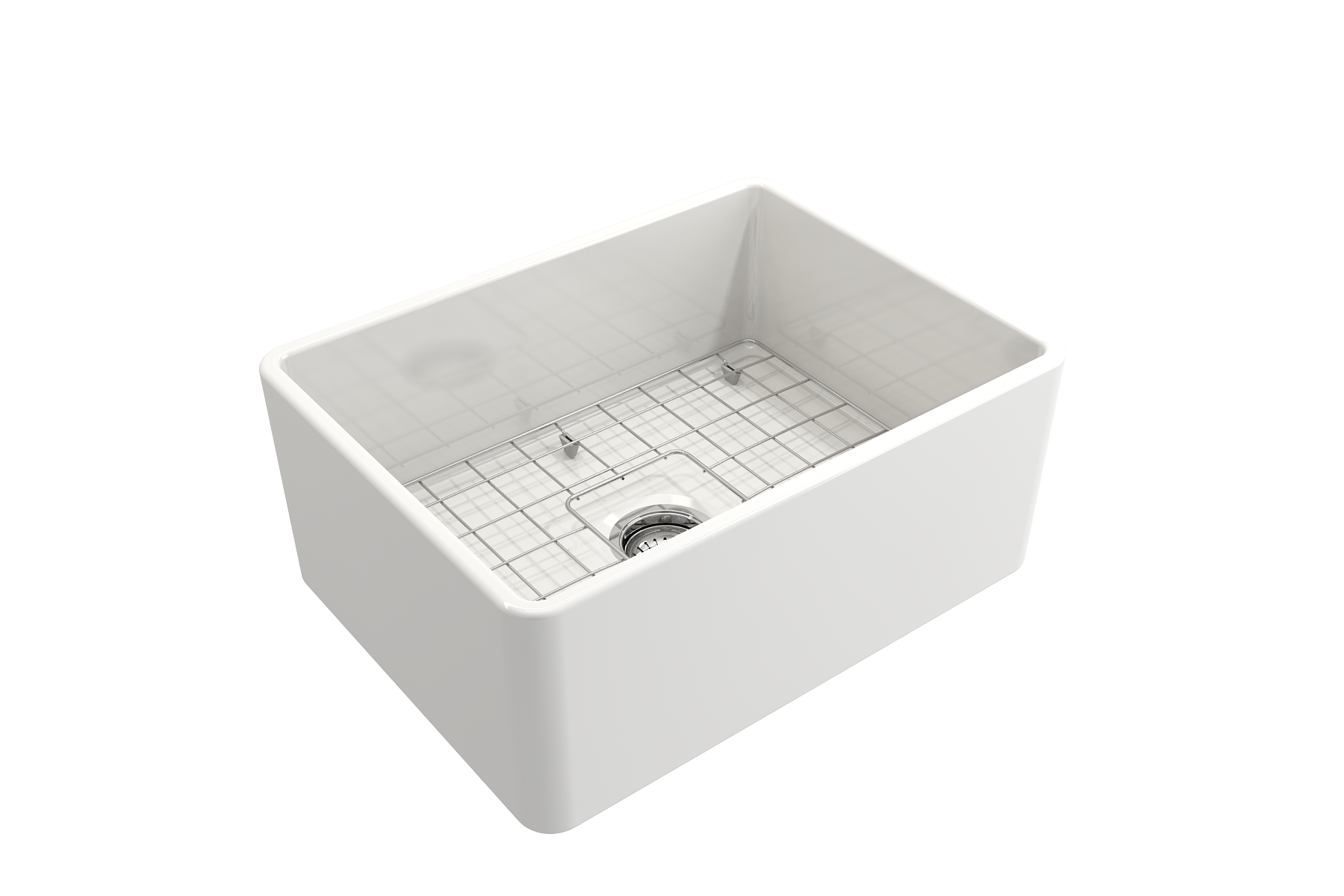 Classico Farmhouse Apron Front Fireclay 24 in. Single Bowl Kitchen Sink with Protective Bottom Grid and Strainer 1137