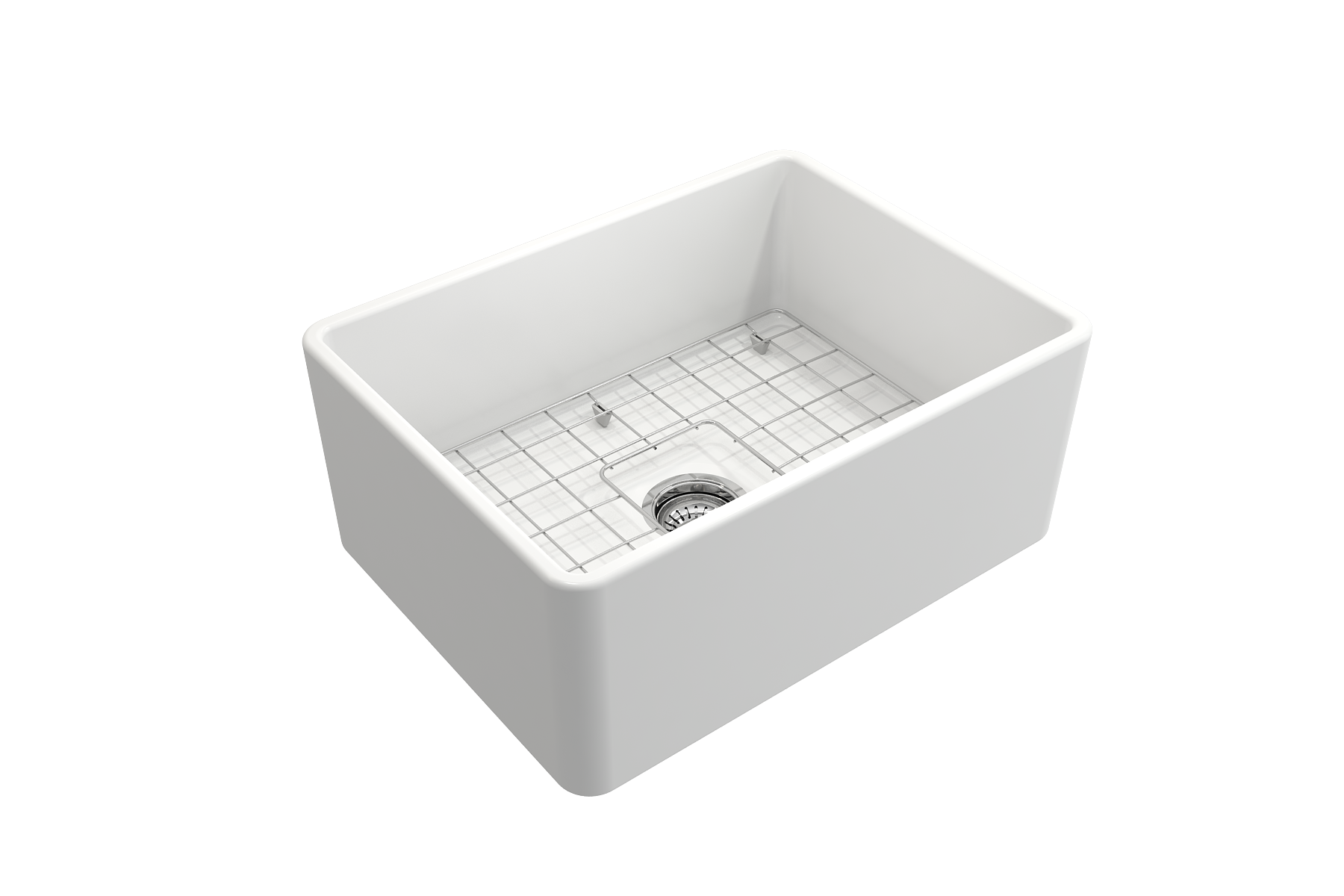 Classico Farmhouse Apron Front Fireclay 24 in. Single Bowl Kitchen Sink with Protective Bottom Grid and Strainer 1137