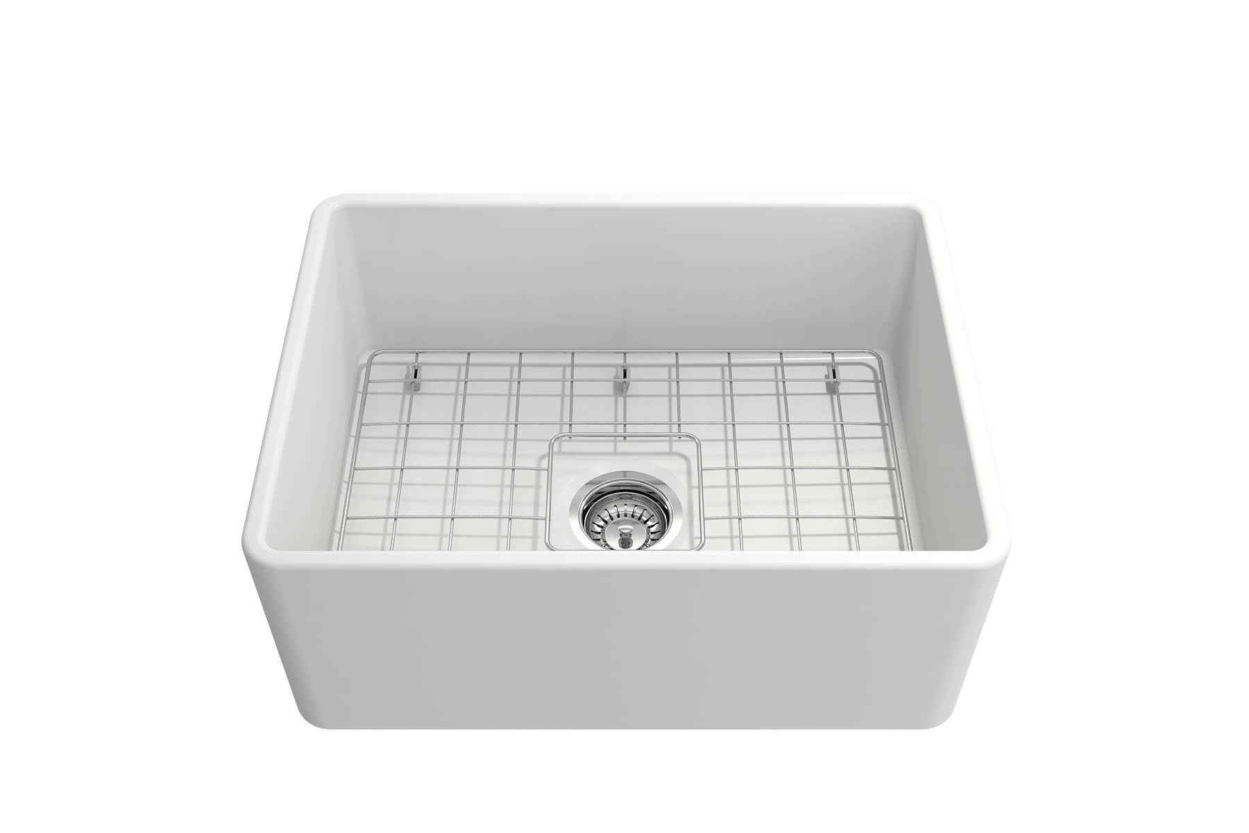 Classico Farmhouse Apron Front Fireclay 24 in. Single Bowl Kitchen Sink with Protective Bottom Grid and Strainer 1137