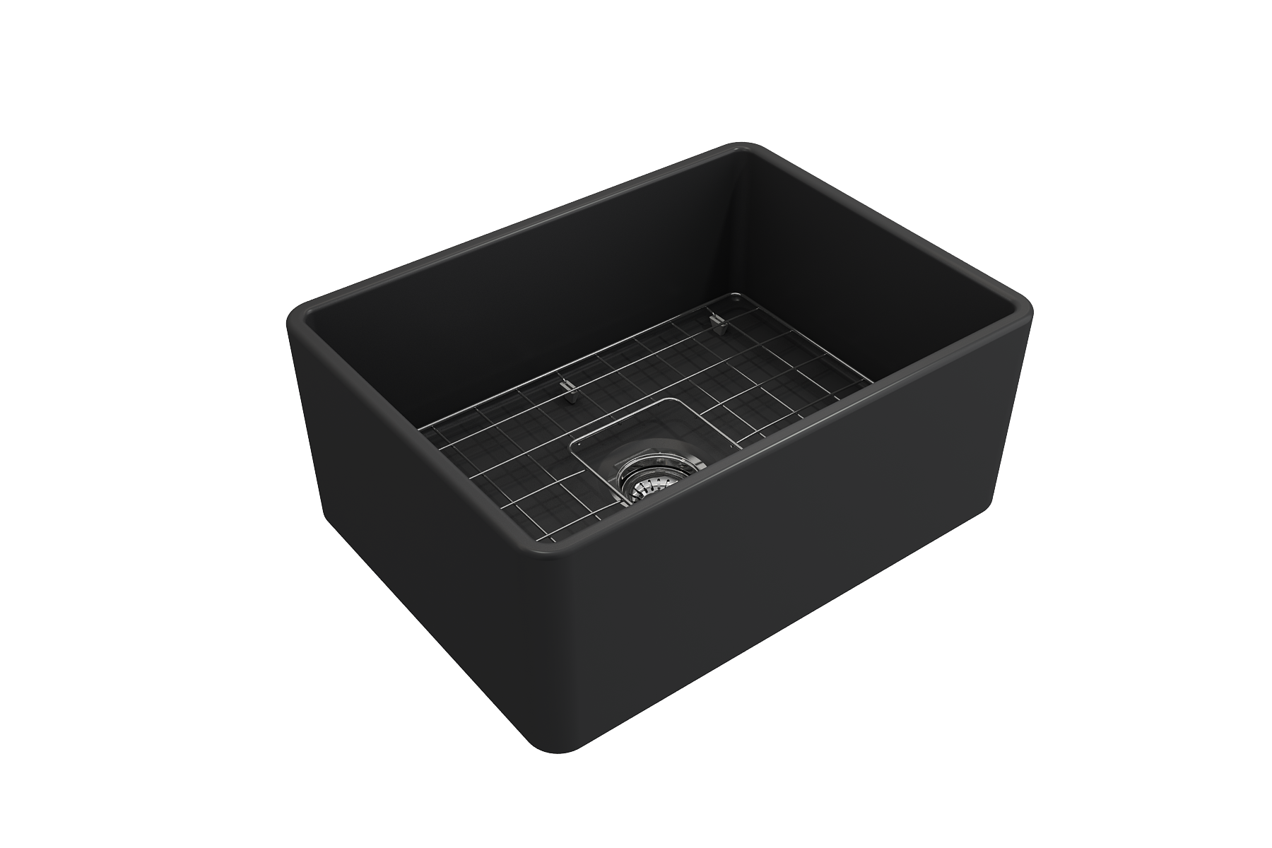Classico Farmhouse Apron Front Fireclay 24 in. Single Bowl Kitchen Sink with Protective Bottom Grid and Strainer 1137
