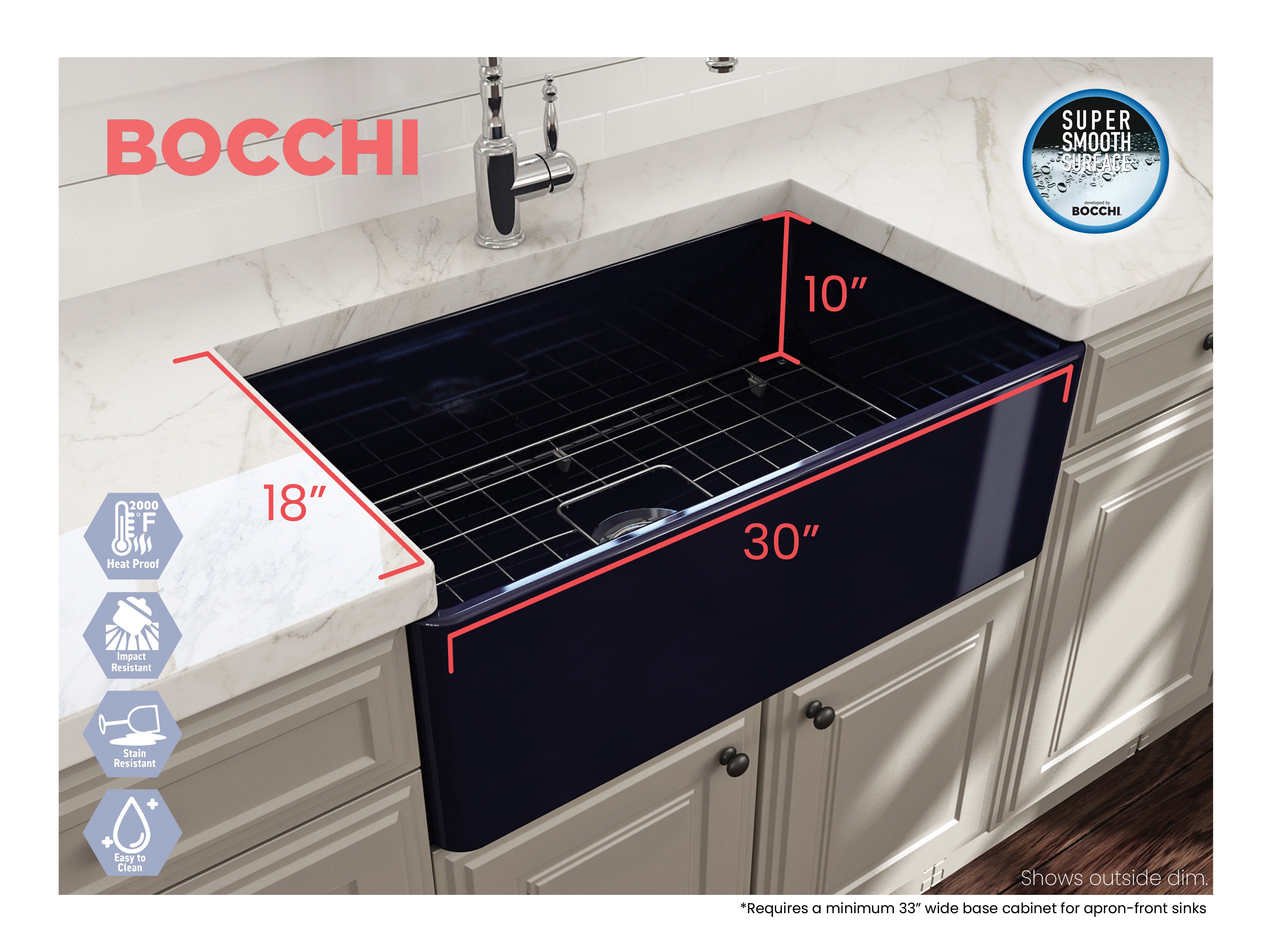 Classico Farmhouse Apron Front Fireclay 30 in. Single Bowl Kitchen Sink with Protective Bottom Grid and Strainer 1138