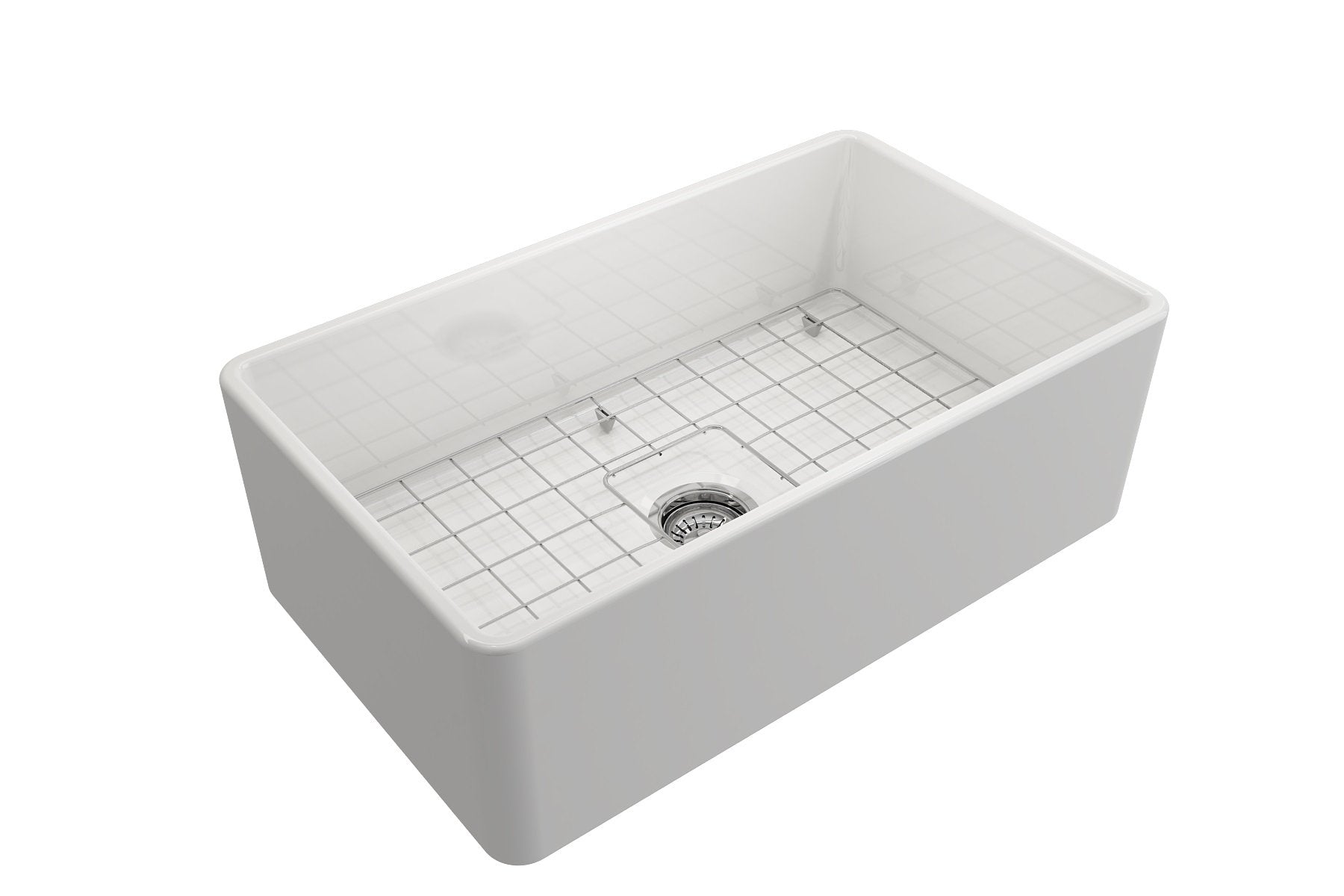 Classico Farmhouse Apron Front Fireclay 30 in. Single Bowl Kitchen Sink with Protective Bottom Grid and Strainer 1138