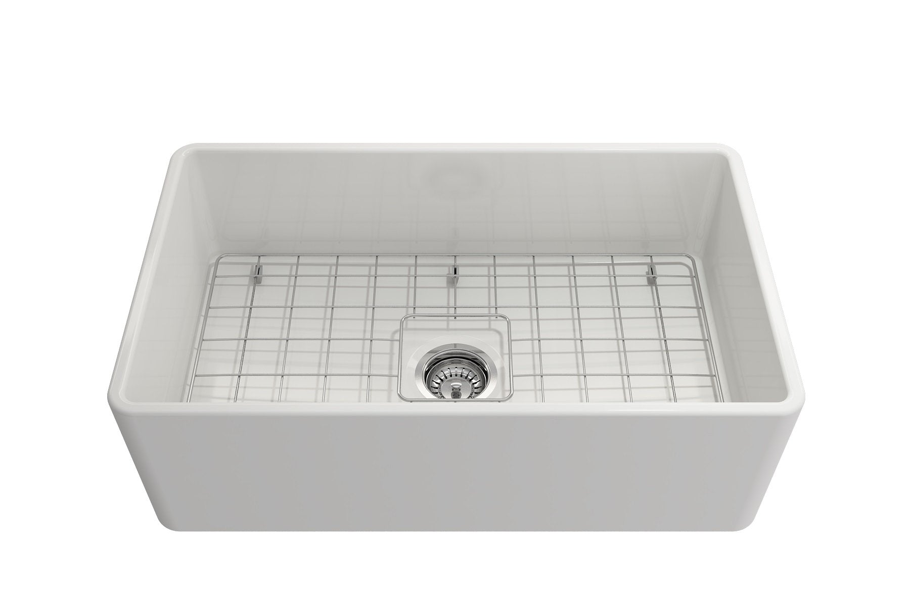 Classico Farmhouse Apron Front Fireclay 30 in. Single Bowl Kitchen Sink with Protective Bottom Grid and Strainer 1138