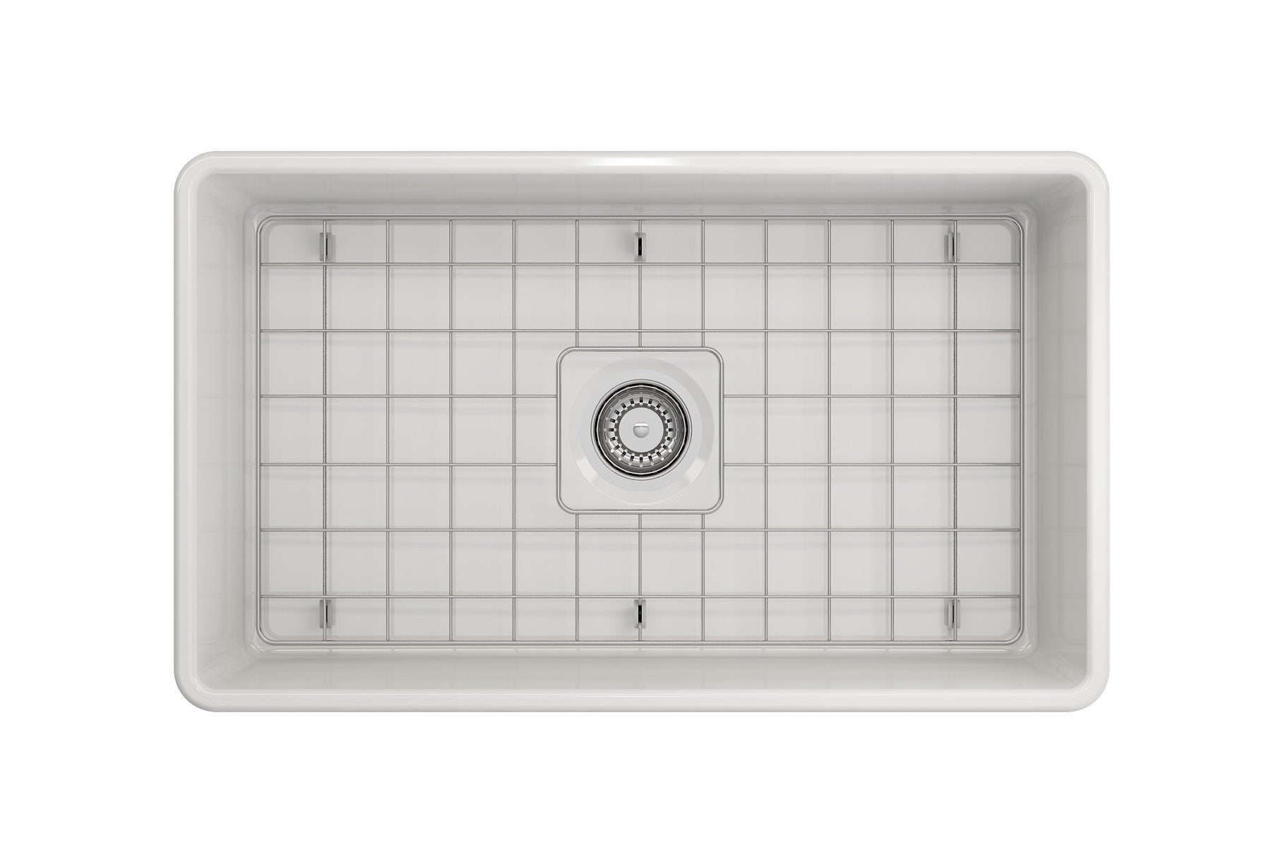 Classico Farmhouse Apron Front Fireclay 30 in. Single Bowl Kitchen Sink with Protective Bottom Grid and Strainer 1138