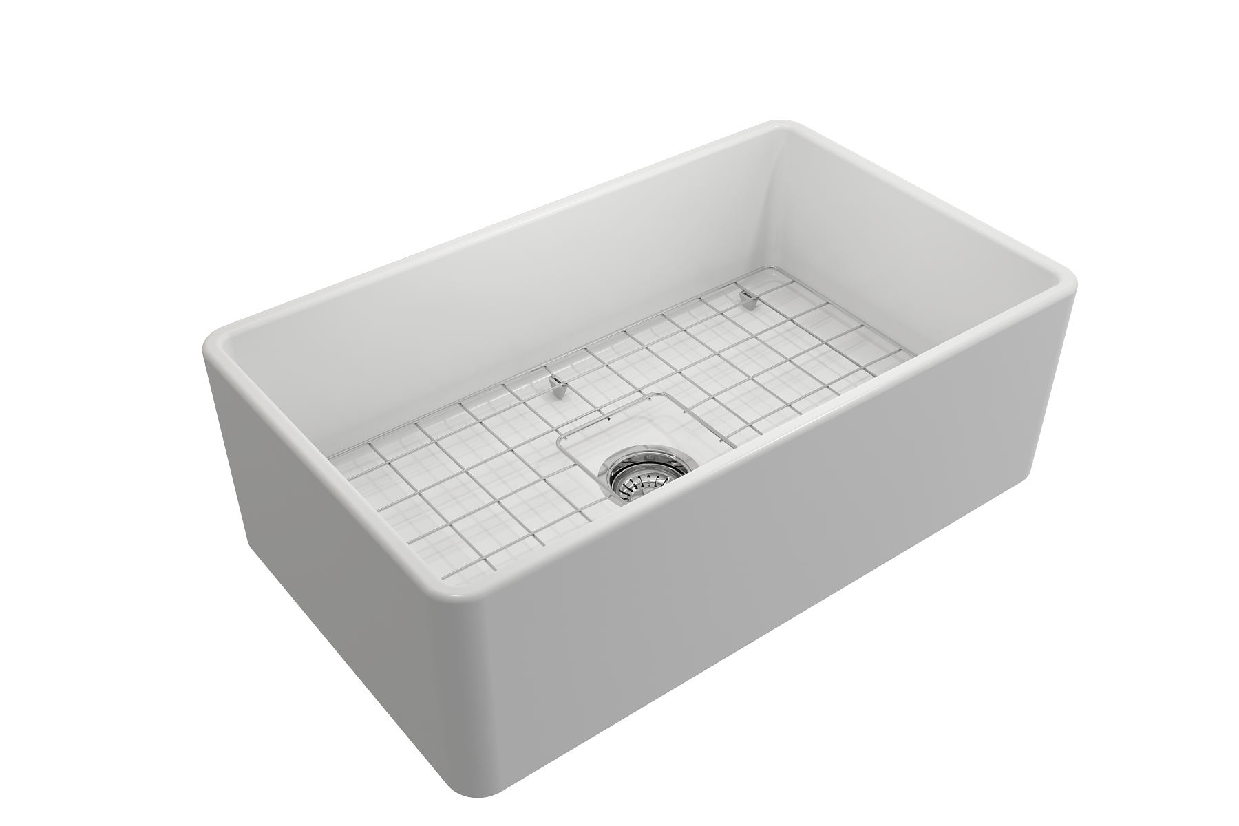 Classico Farmhouse Apron Front Fireclay 30 in. Single Bowl Kitchen Sink with Protective Bottom Grid and Strainer 1138
