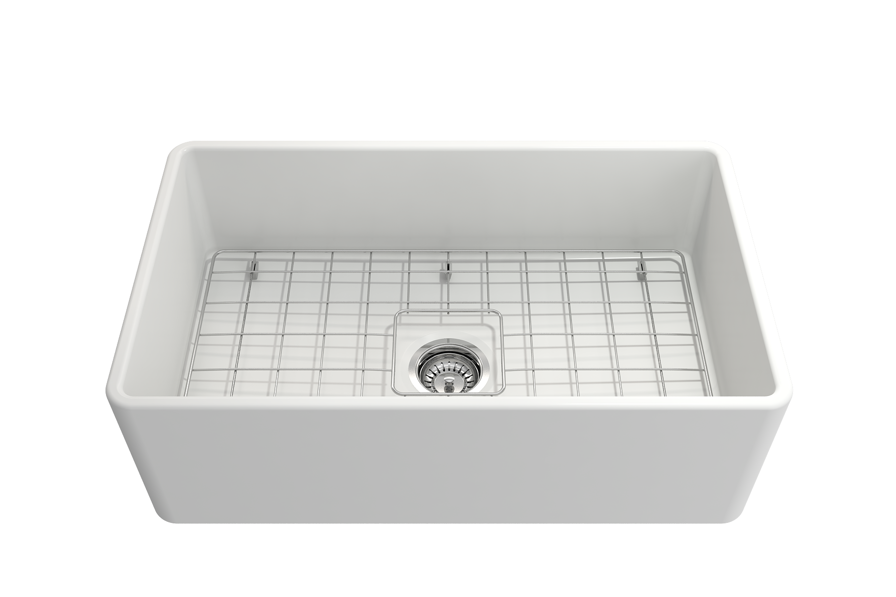 Classico Farmhouse Apron Front Fireclay 30 in. Single Bowl Kitchen Sink with Protective Bottom Grid and Strainer 1138