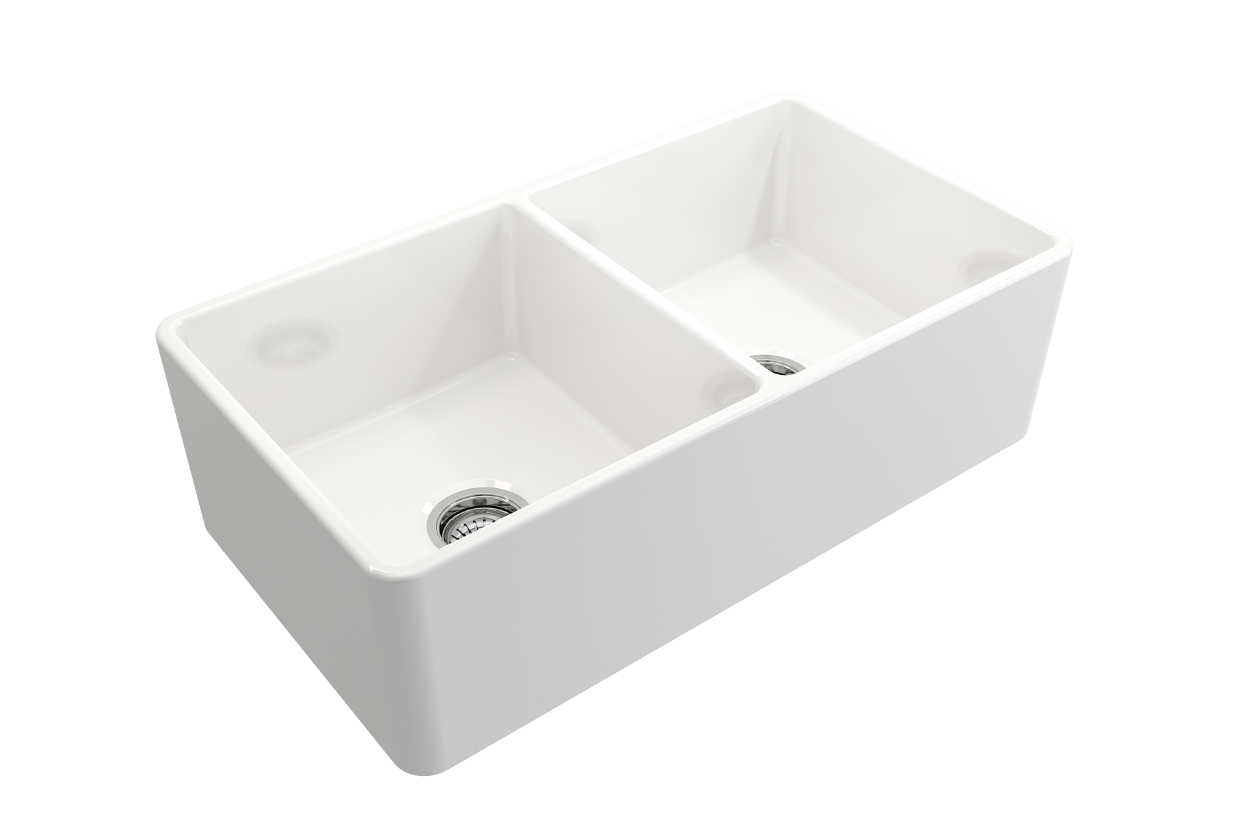 Classico Farmhouse Apron Front Fireclay 33 in. Double Bowl Kitchen Sink with Protective Bottom Grids and Strainers 1139