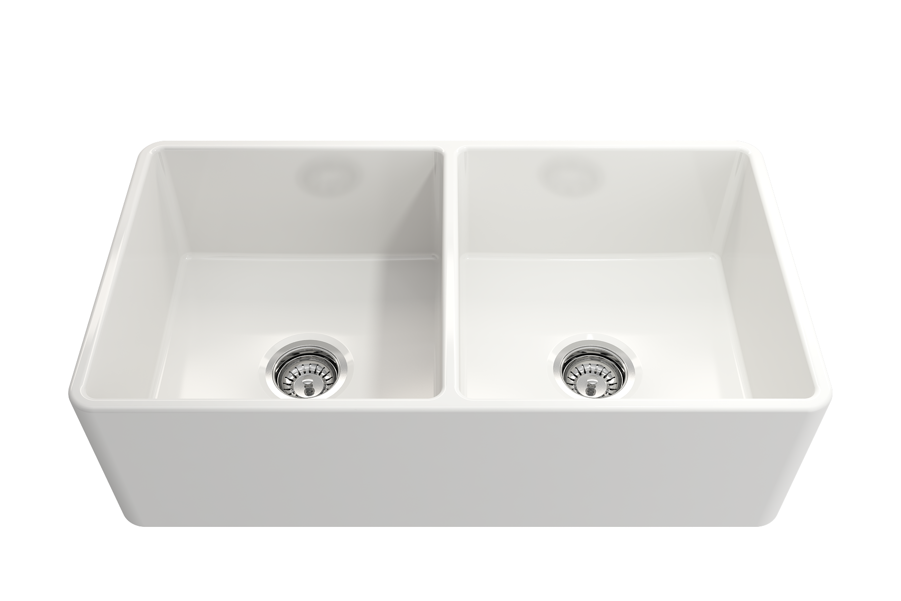 Classico Farmhouse Apron Front Fireclay 33 in. Double Bowl Kitchen Sink with Protective Bottom Grids and Strainers 1139