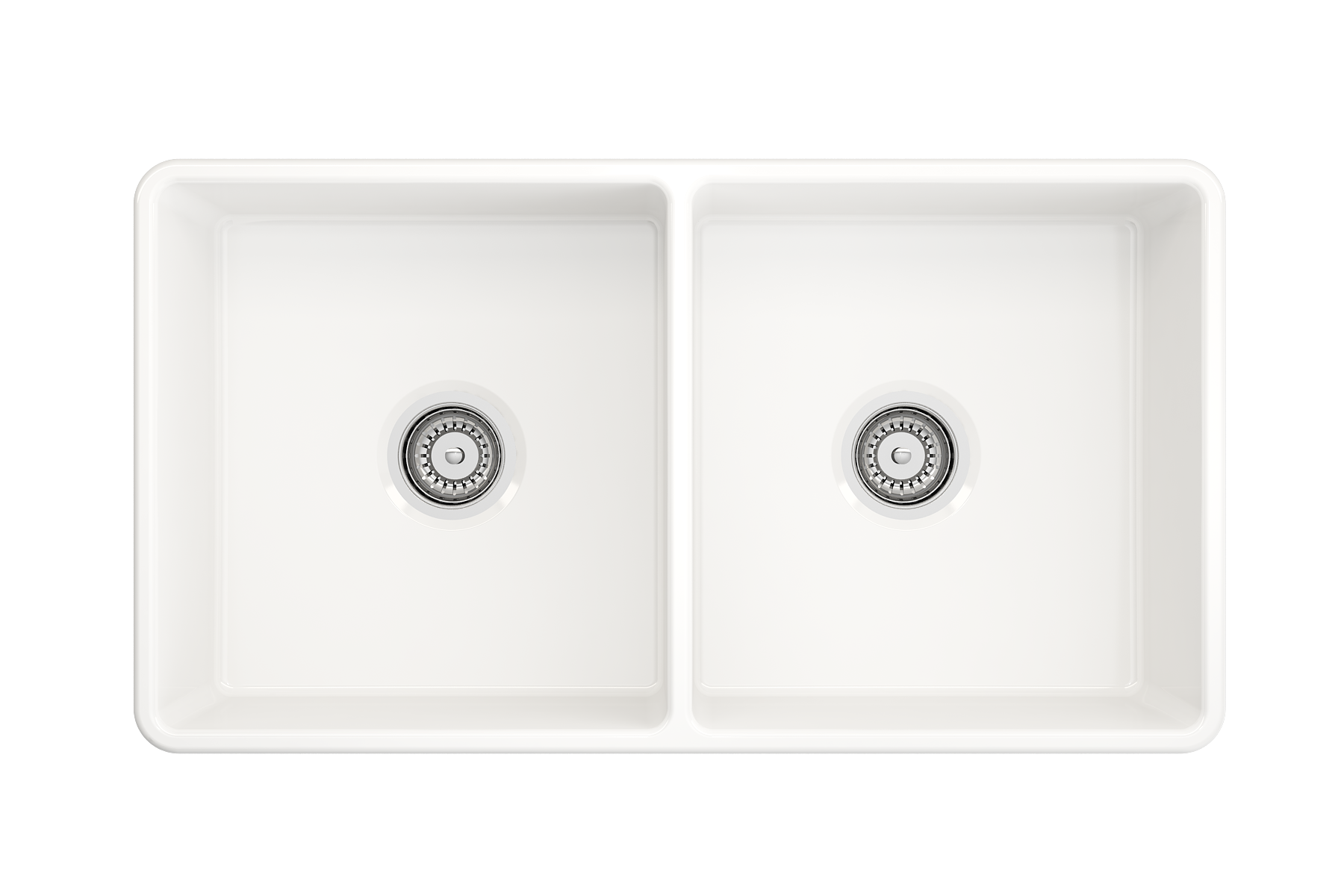 Classico Farmhouse Apron Front Fireclay 33 in. Double Bowl Kitchen Sink with Protective Bottom Grids and Strainers 1139