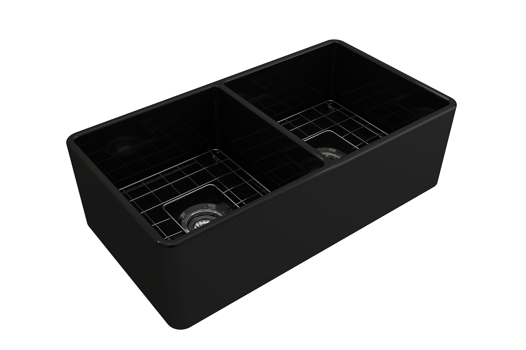 Classico Farmhouse Apron Front Fireclay 33 in. Double Bowl Kitchen Sink with Protective Bottom Grids and Strainers 1139