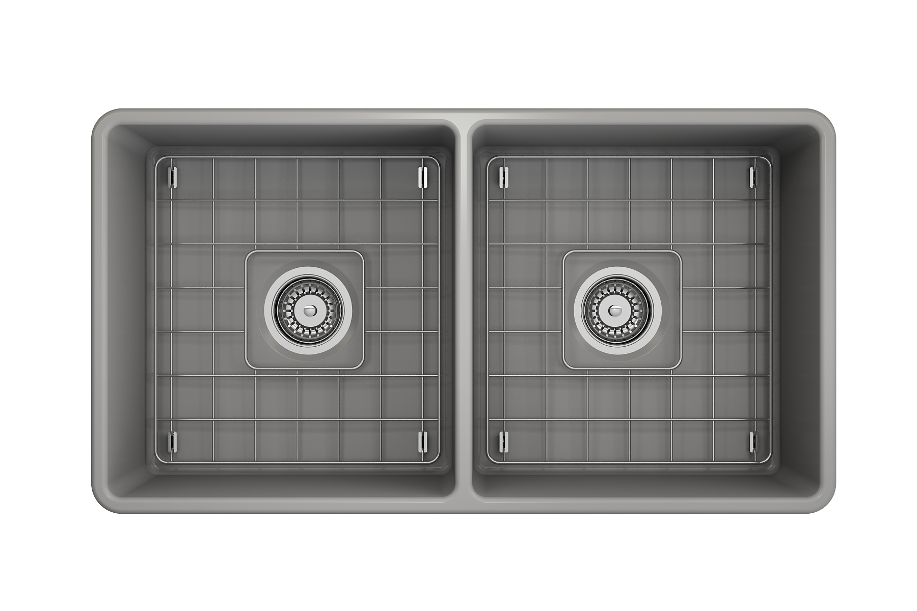Classico Farmhouse Apron Front Fireclay 33 in. Double Bowl Kitchen Sink with Protective Bottom Grids and Strainers 1139