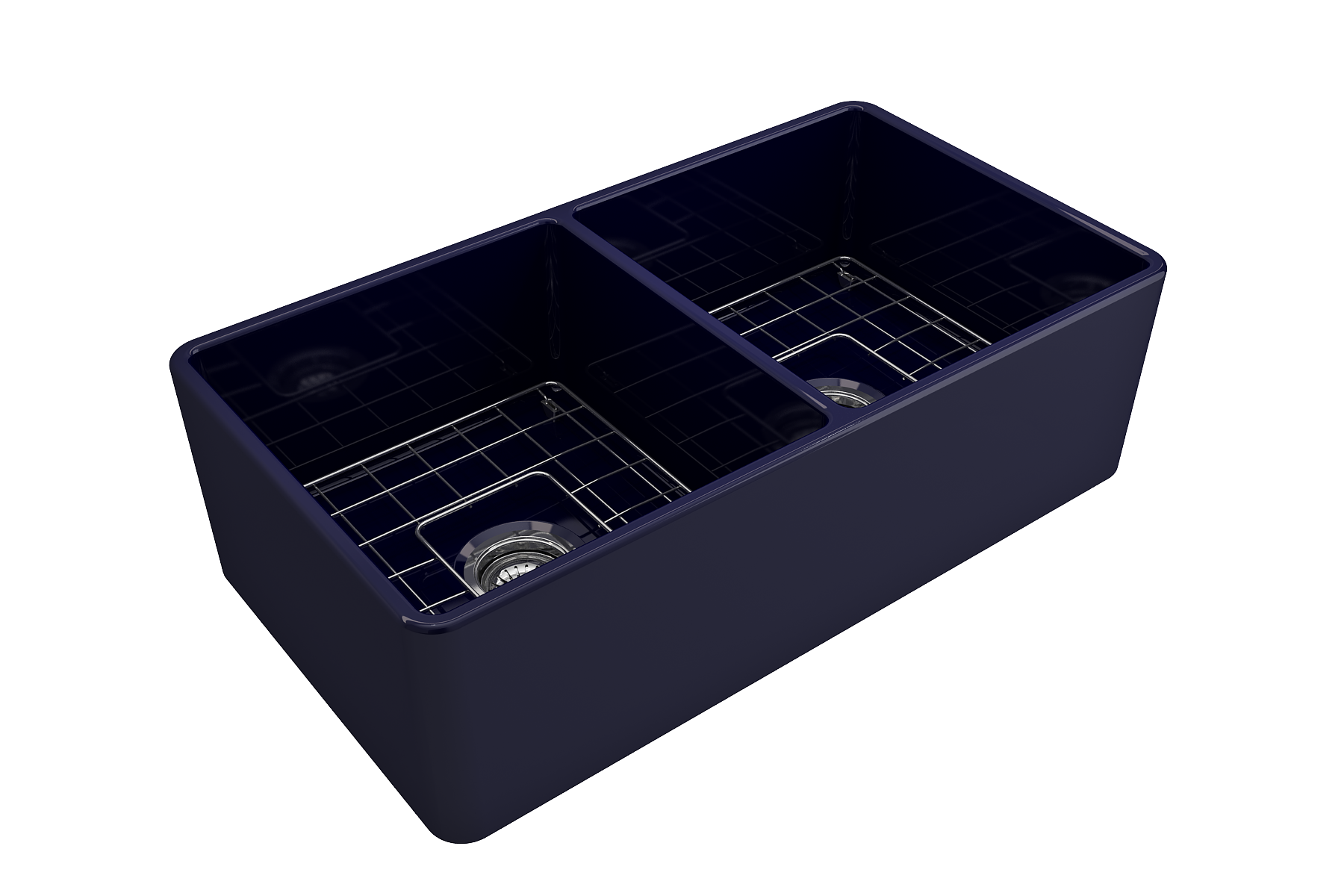Classico Farmhouse Apron Front Fireclay 33 in. Double Bowl Kitchen Sink with Protective Bottom Grids and Strainers 1139