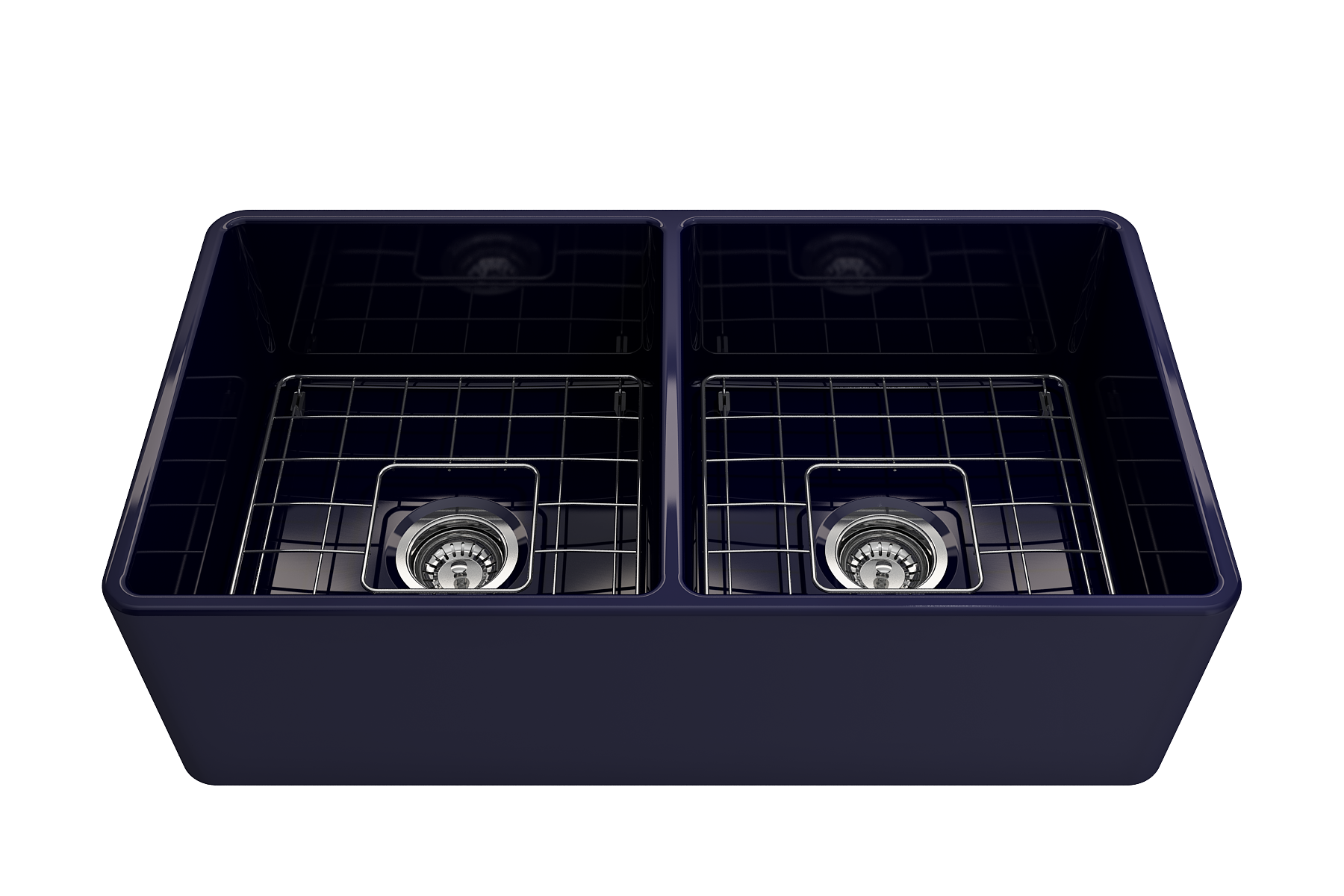 Classico Farmhouse Apron Front Fireclay 33 in. Double Bowl Kitchen Sink with Protective Bottom Grids and Strainers 1139