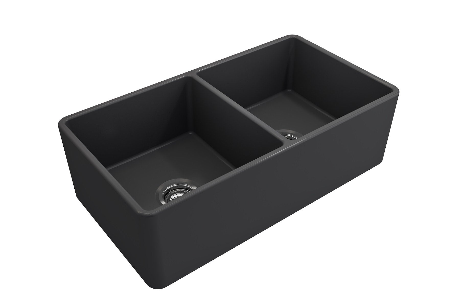 Classico Farmhouse Apron Front Fireclay 33 in. Double Bowl Kitchen Sink with Protective Bottom Grids and Strainers 1139