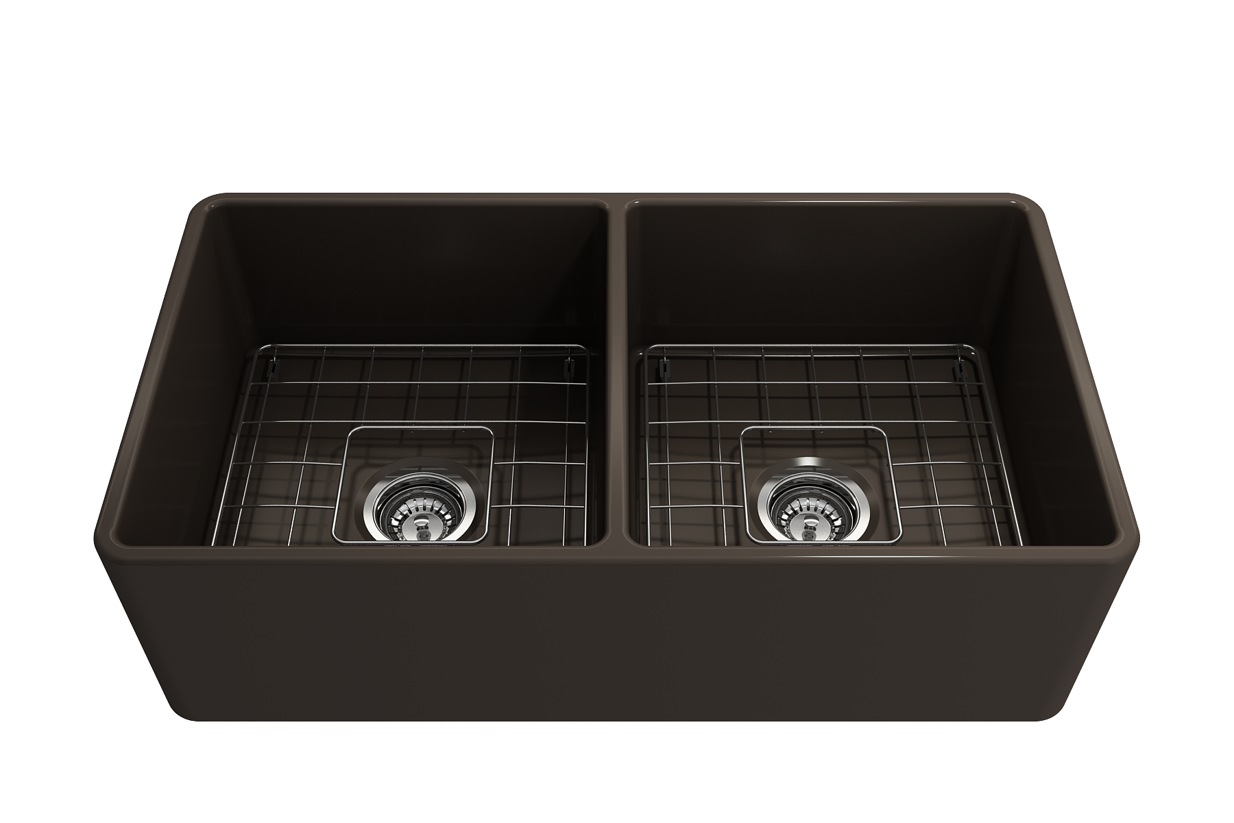 Classico Farmhouse Apron Front Fireclay 33 in. Double Bowl Kitchen Sink with Protective Bottom Grids and Strainers 1139