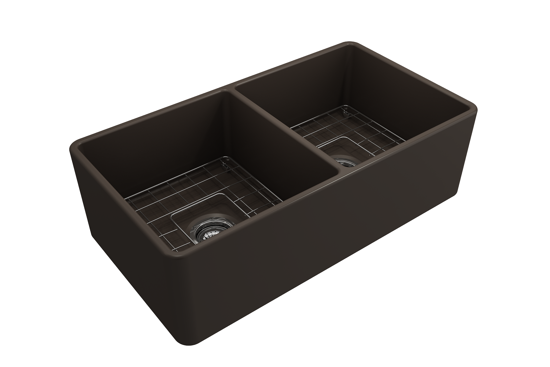 Classico Farmhouse Apron Front Fireclay 33 in. Double Bowl Kitchen Sink with Protective Bottom Grids and Strainers 1139