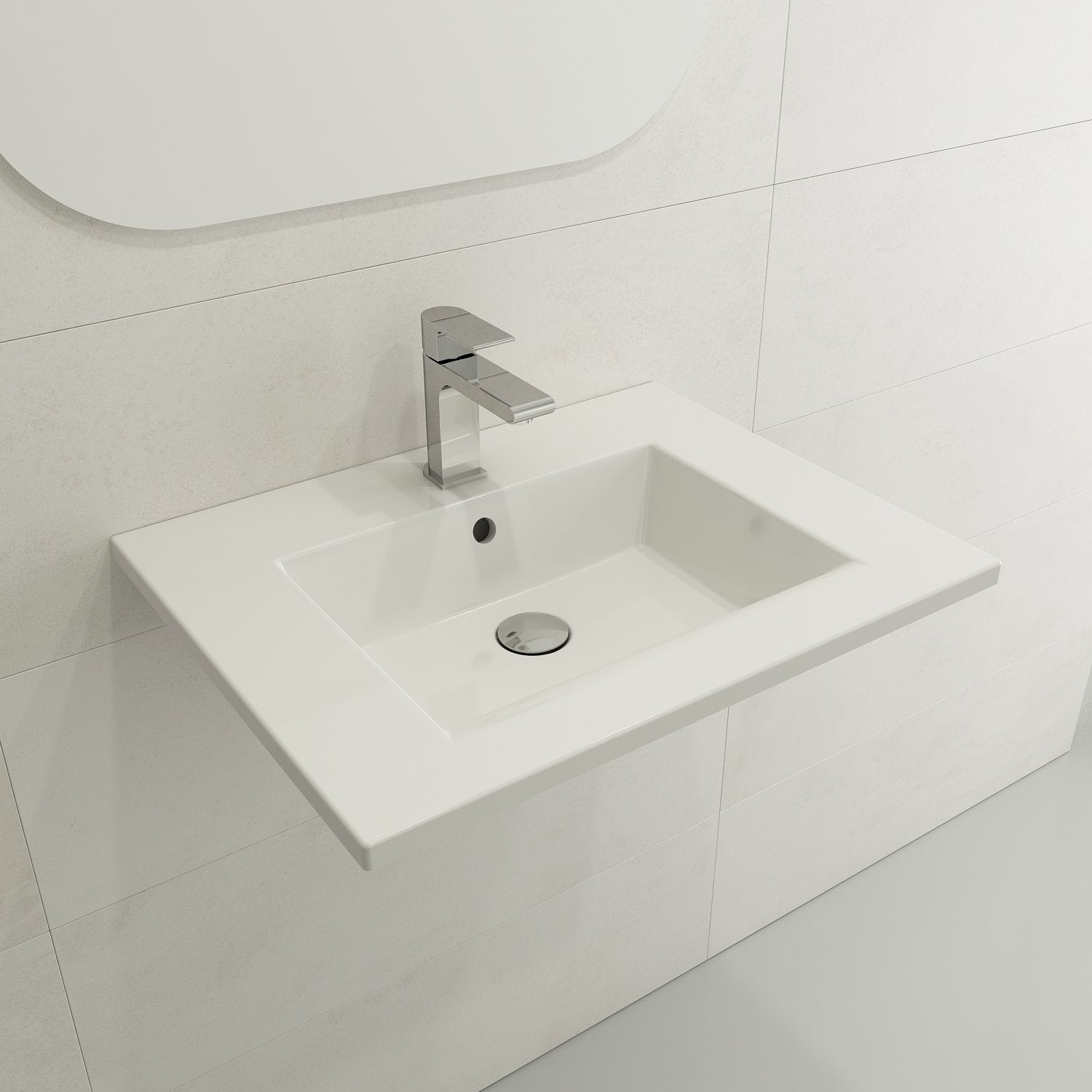 Ravenna Wall-Mounted Sink Fireclay 24.5 in. 1-Hole with Overflow 1161