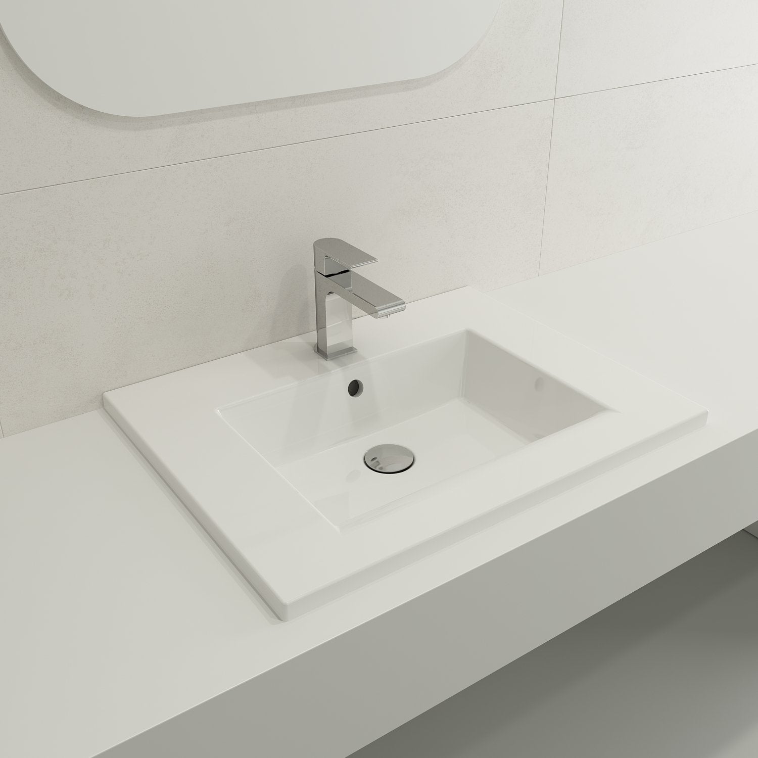 Ravenna Wall-Mounted Sink Fireclay 24.5 in. 1-Hole with Overflow 1161