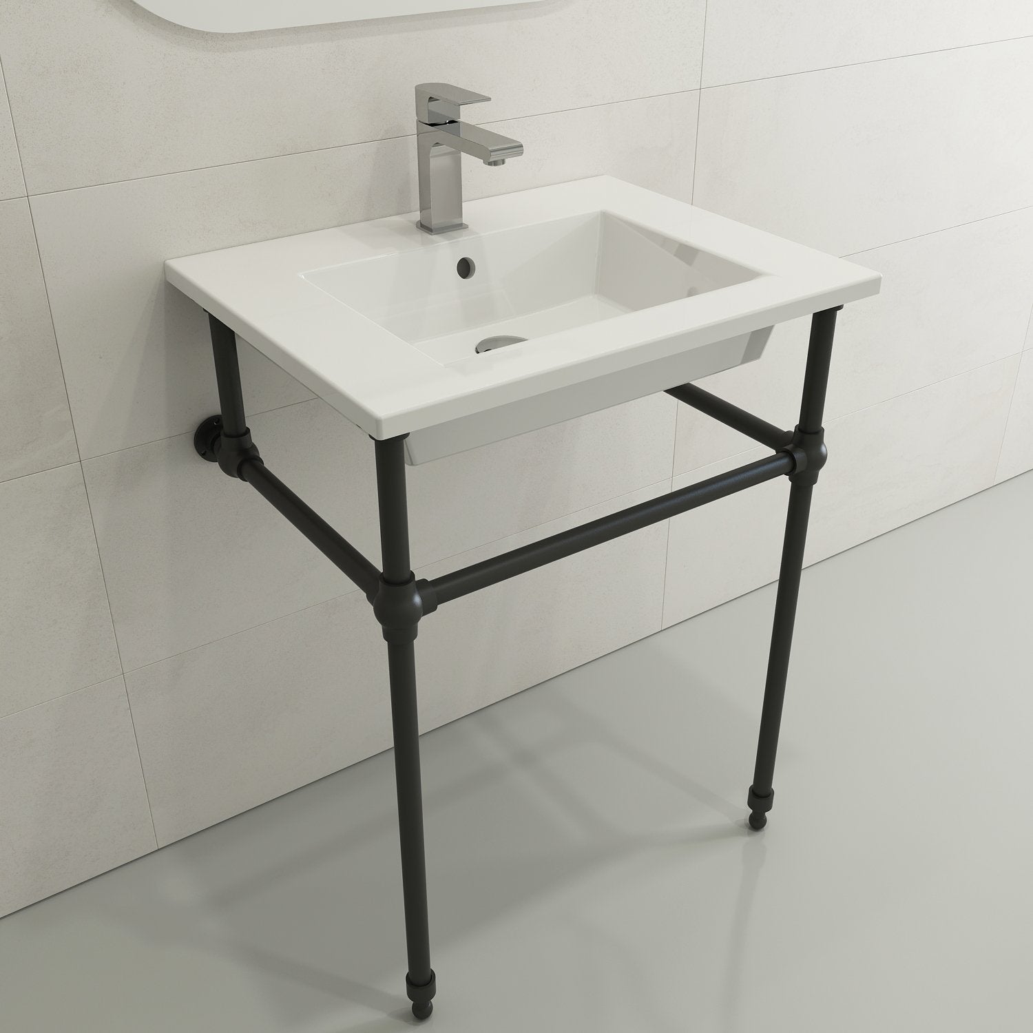Ravenna Wall-Mounted Sink Fireclay 24.5 in. 1-Hole with Overflow 1161