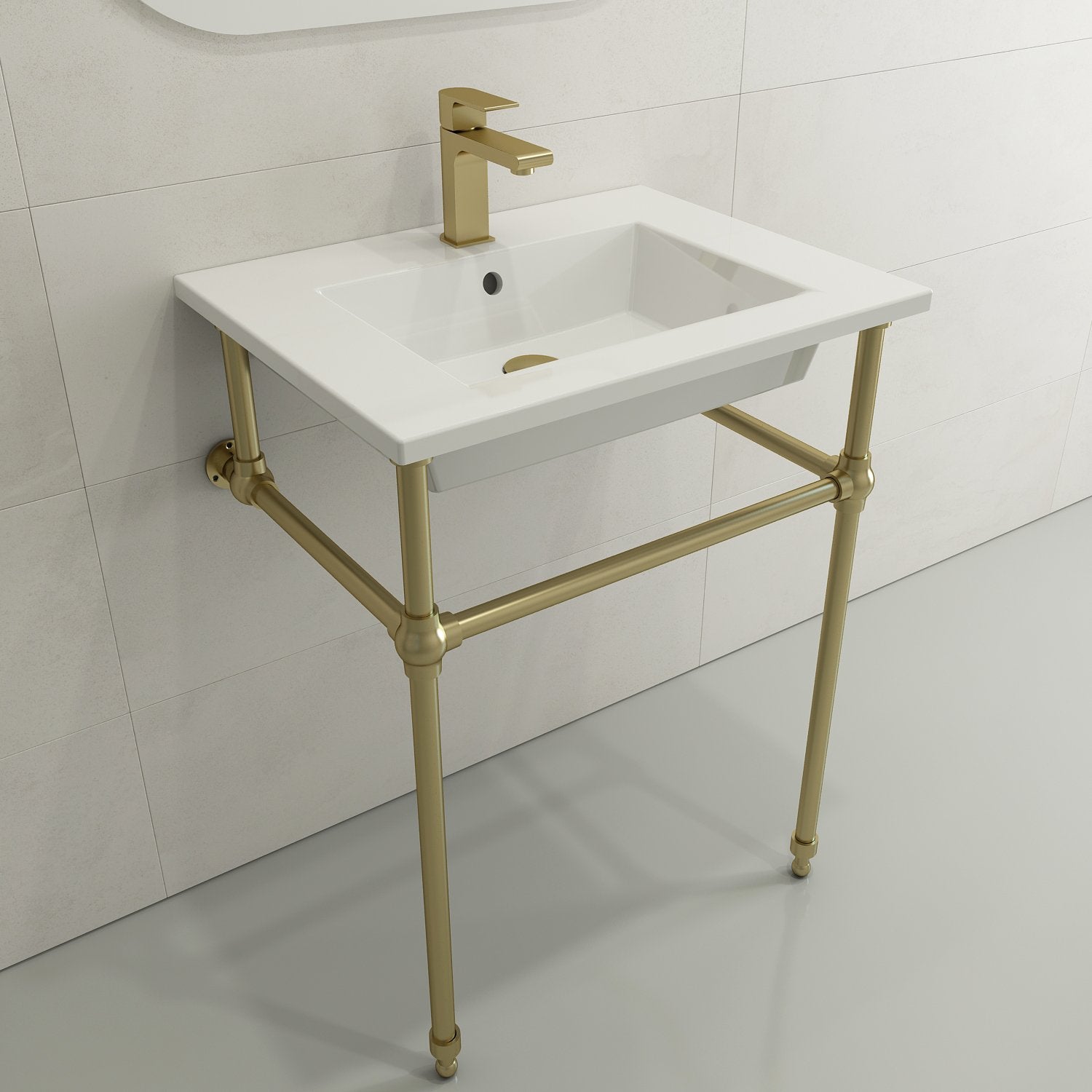 Ravenna Wall-Mounted Sink Fireclay 24.5 in. 1-Hole with Overflow 1161