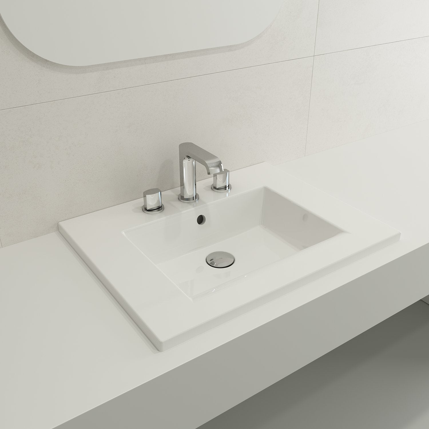 Ravenna Wall-Mounted Sink Fireclay 24.5 in. 3-Hole with Overflow 1161