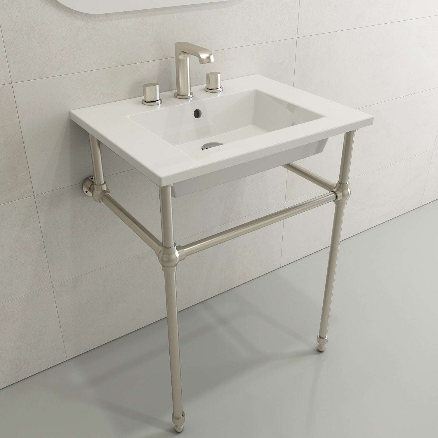 Ravenna Wall-Mounted Sink Fireclay 24.5 in. 3-Hole with Overflow 1161