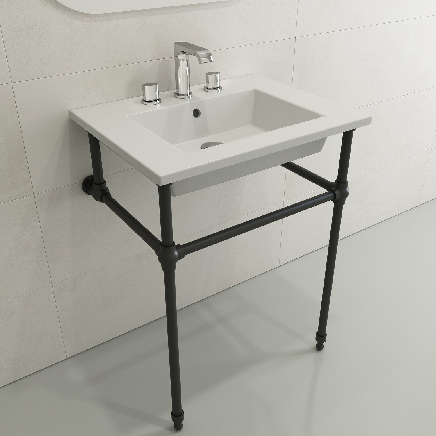 Ravenna Wall-Mounted Sink Fireclay 24.5 in. 3-Hole with Overflow 1161
