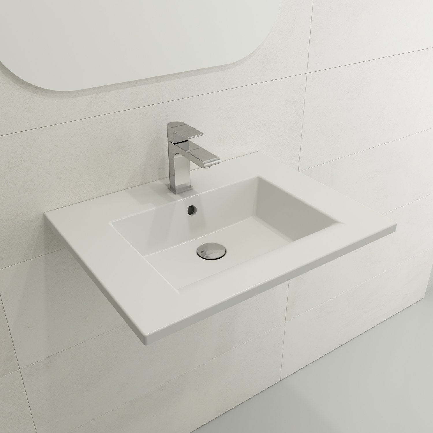 Ravenna Wall-Mounted Sink Fireclay 24.5 in. 1-Hole with Overflow 1161