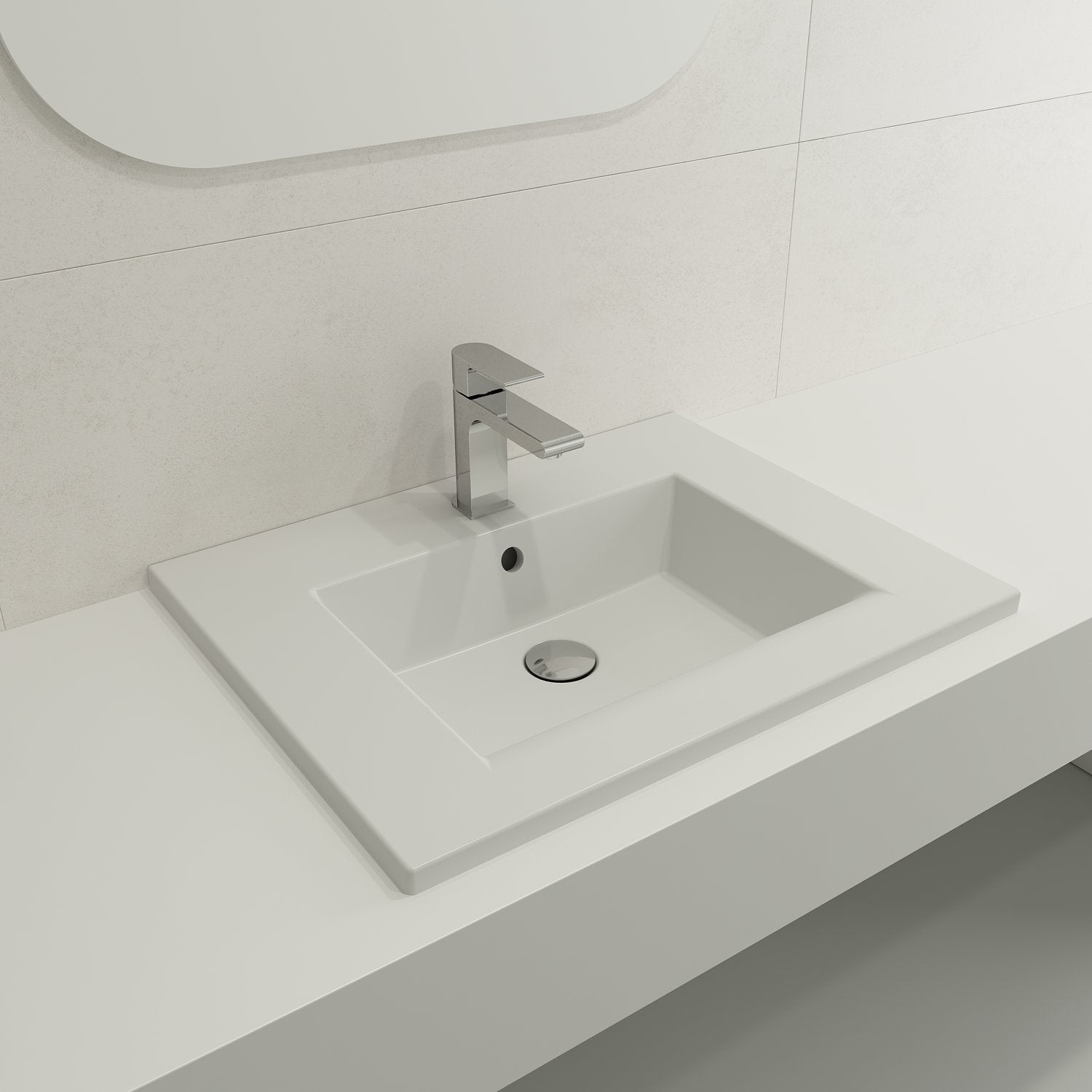Ravenna Wall-Mounted Sink Fireclay 24.5 in. 1-Hole with Overflow 1161
