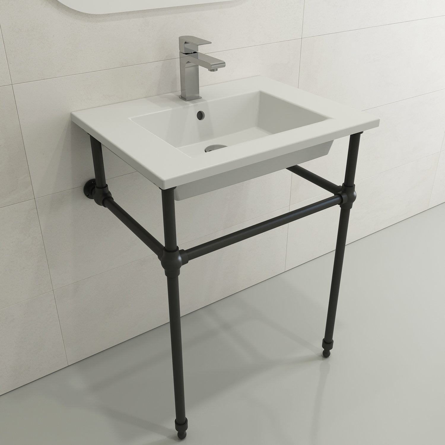 Ravenna Wall-Mounted Sink Fireclay 24.5 in. 1-Hole with Overflow 1161