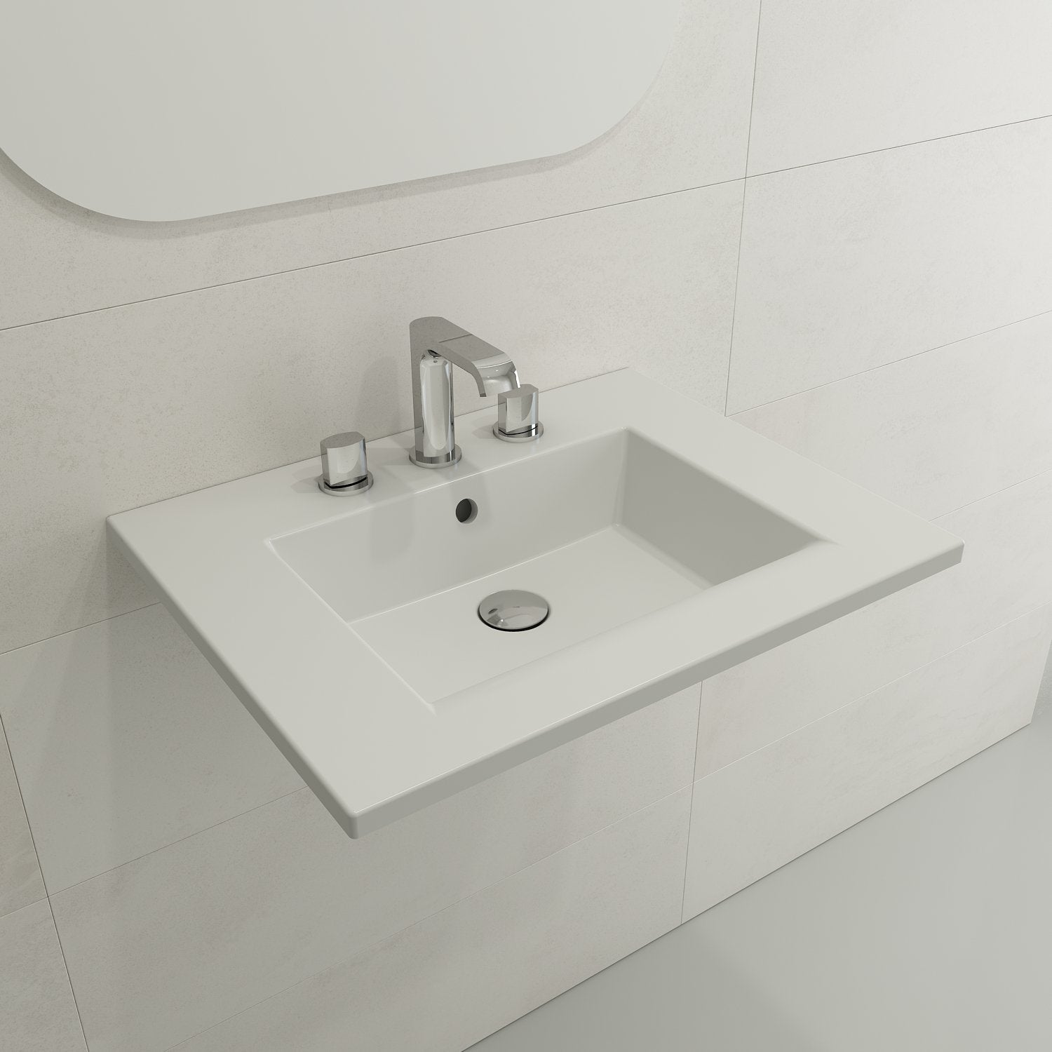 Ravenna Wall-Mounted Sink Fireclay 24.5 in. 3-Hole with Overflow 1161