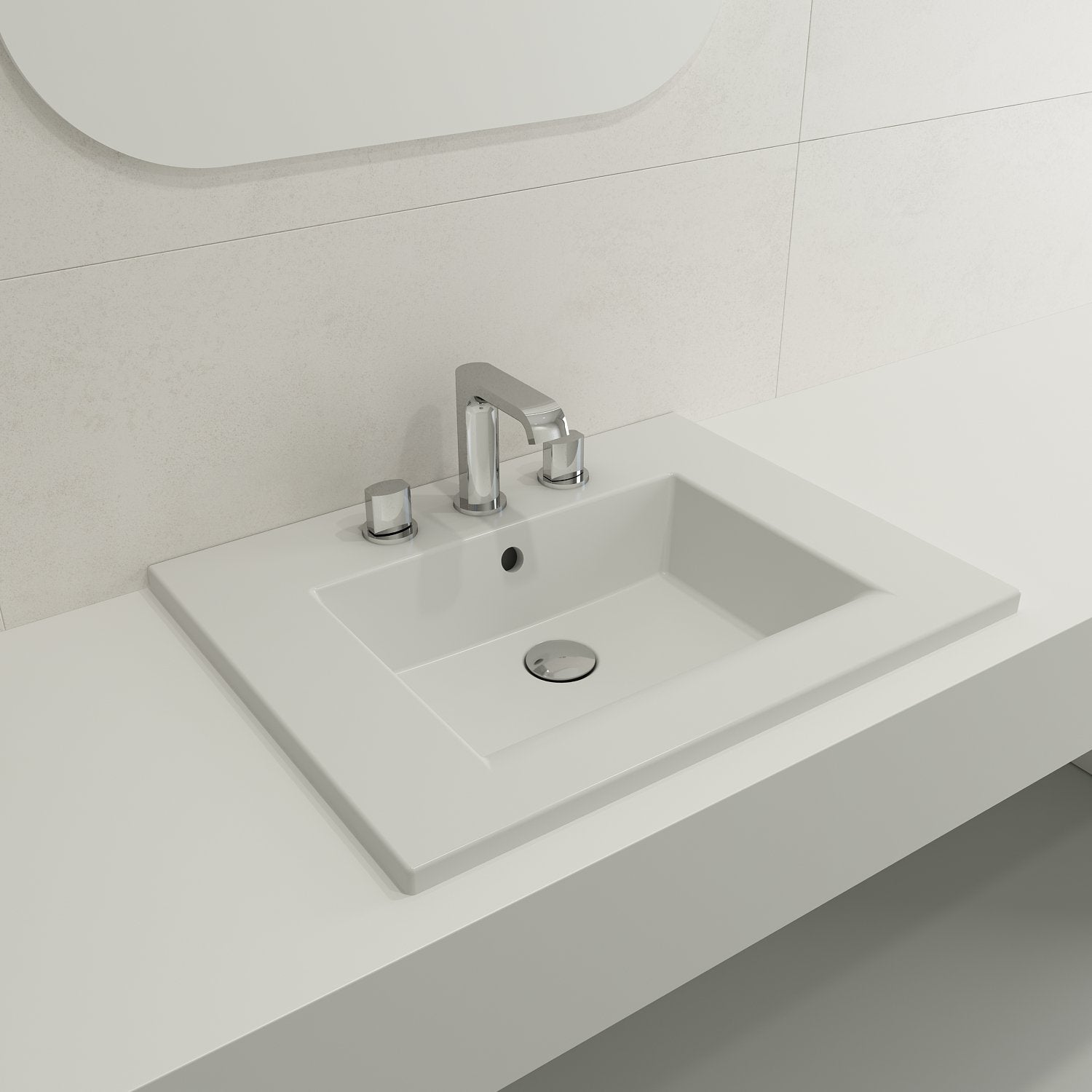 Ravenna Wall-Mounted Sink Fireclay 24.5 in. 3-Hole with Overflow 1161