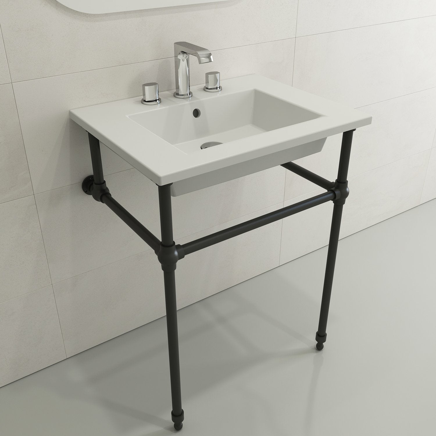 Ravenna Wall-Mounted Sink Fireclay 24.5 in. 3-Hole with Overflow 1161