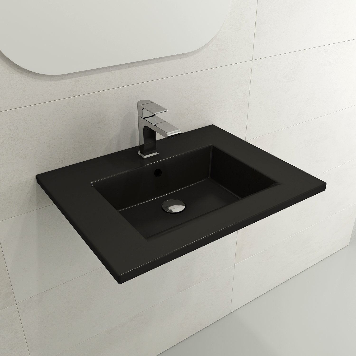 Ravenna Wall-Mounted Sink Fireclay 24.5 in. 1-Hole with Overflow 1161