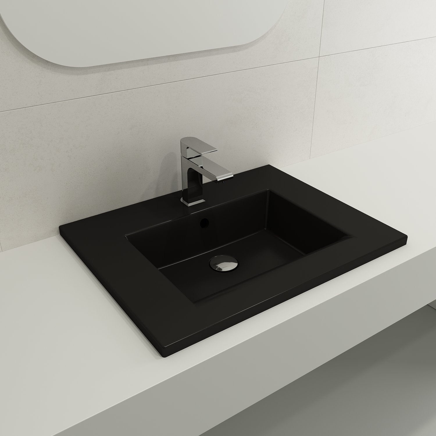 Ravenna Wall-Mounted Sink Fireclay 24.5 in. 1-Hole with Overflow 1161