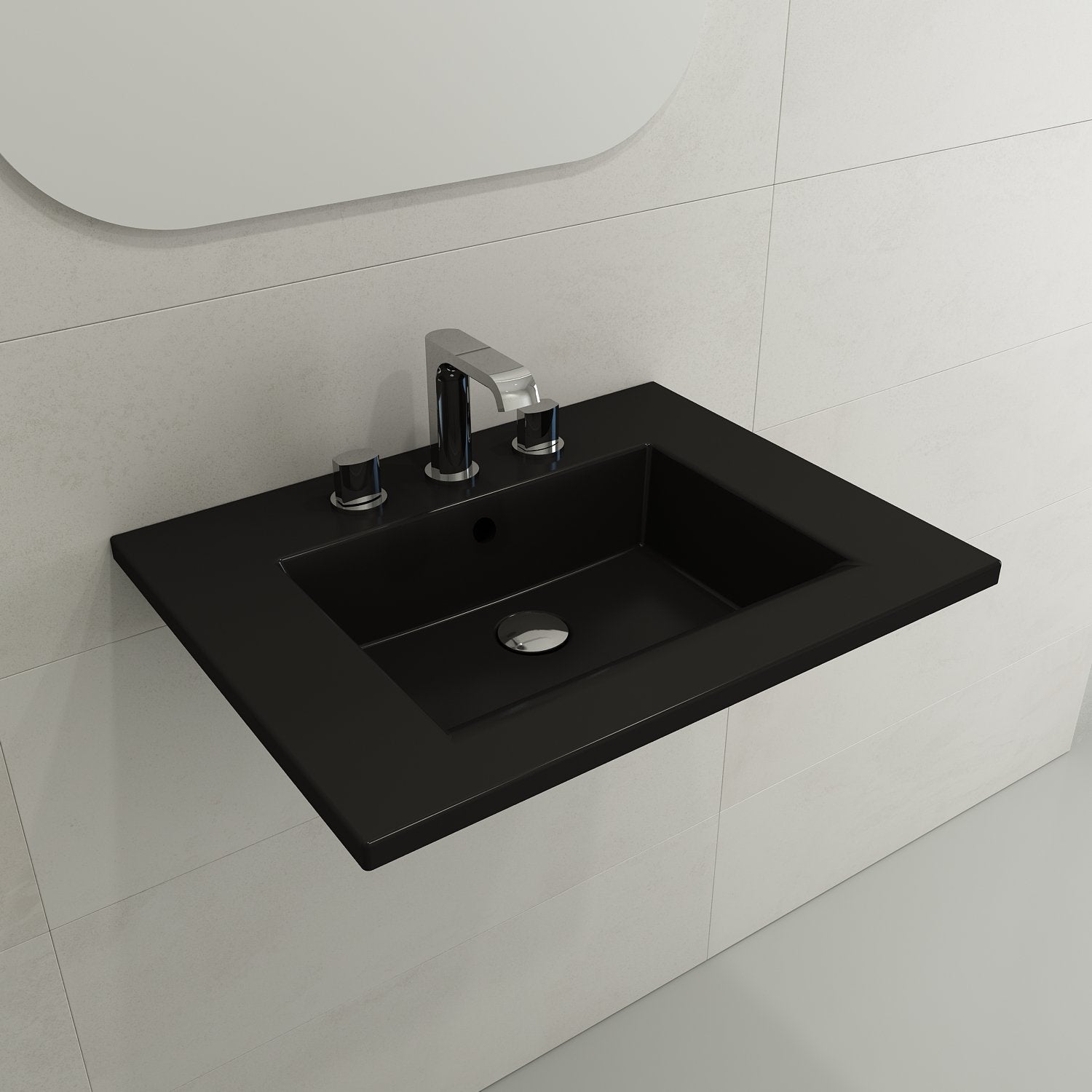 Ravenna Wall-Mounted Sink Fireclay 24.5 in. 3-Hole with Overflow 1161