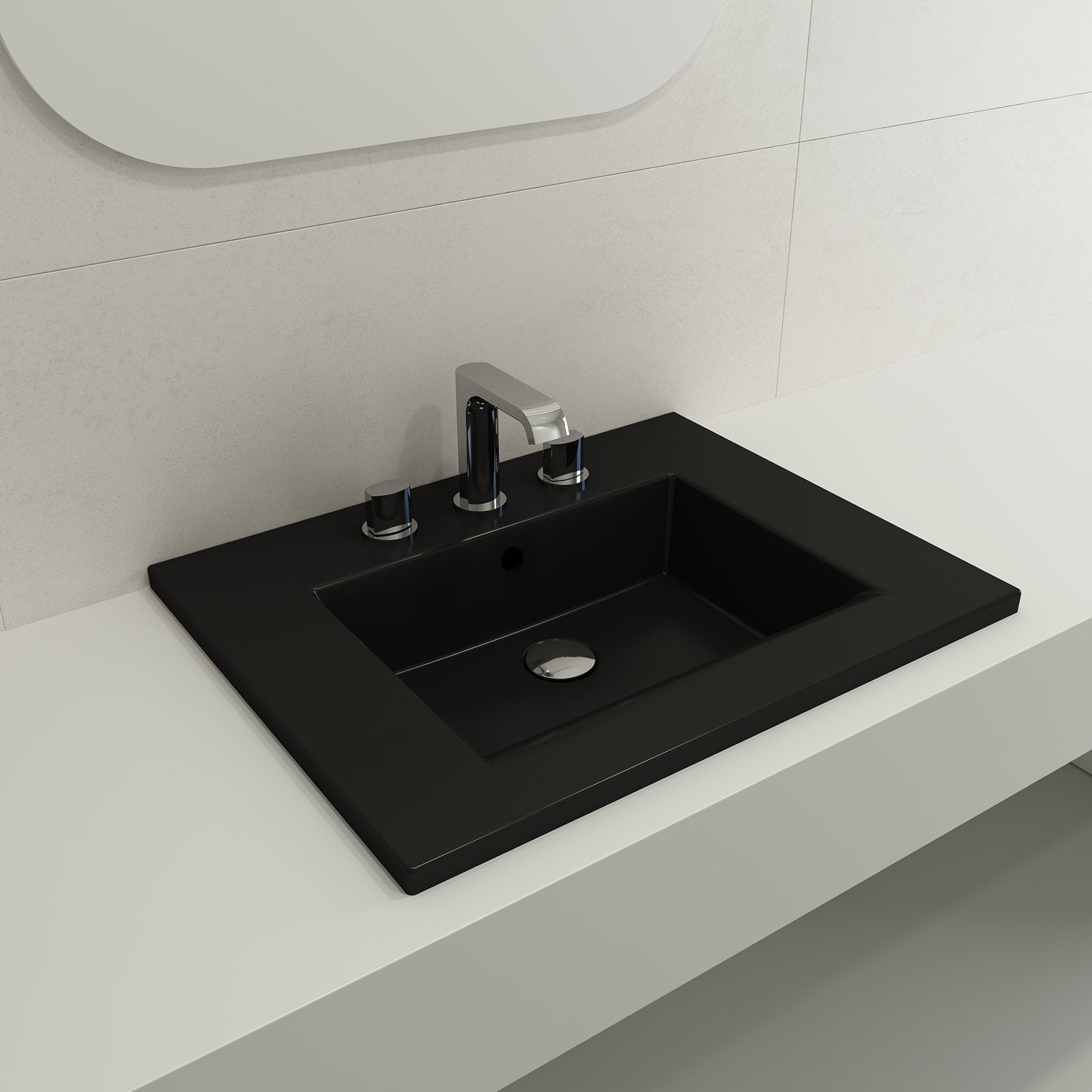 Ravenna Wall-Mounted Sink Fireclay 24.5 in. 3-Hole with Overflow 1161
