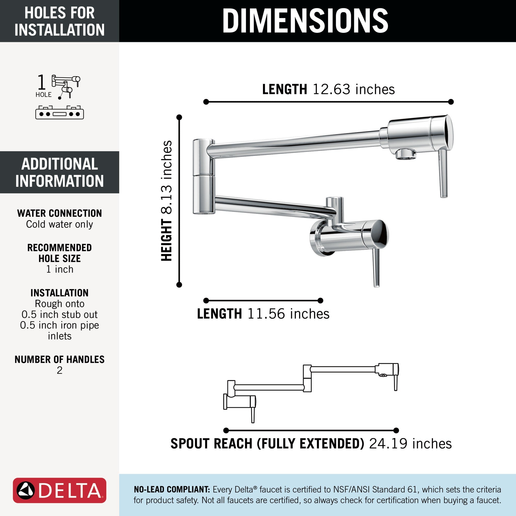 Delta Other Contemporary Wall Mount Pot Filler