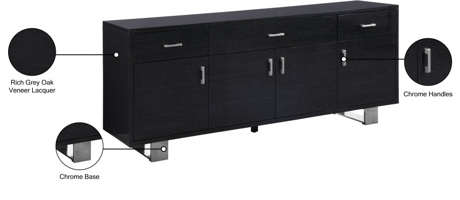 Excel Lacquer Finish And Stainless Steel Sideboard / Buffet