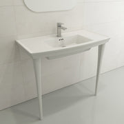 Lavita Wall-Mounted Console Sink Fireclay 40 in. 3-Hole with Overflow 1168