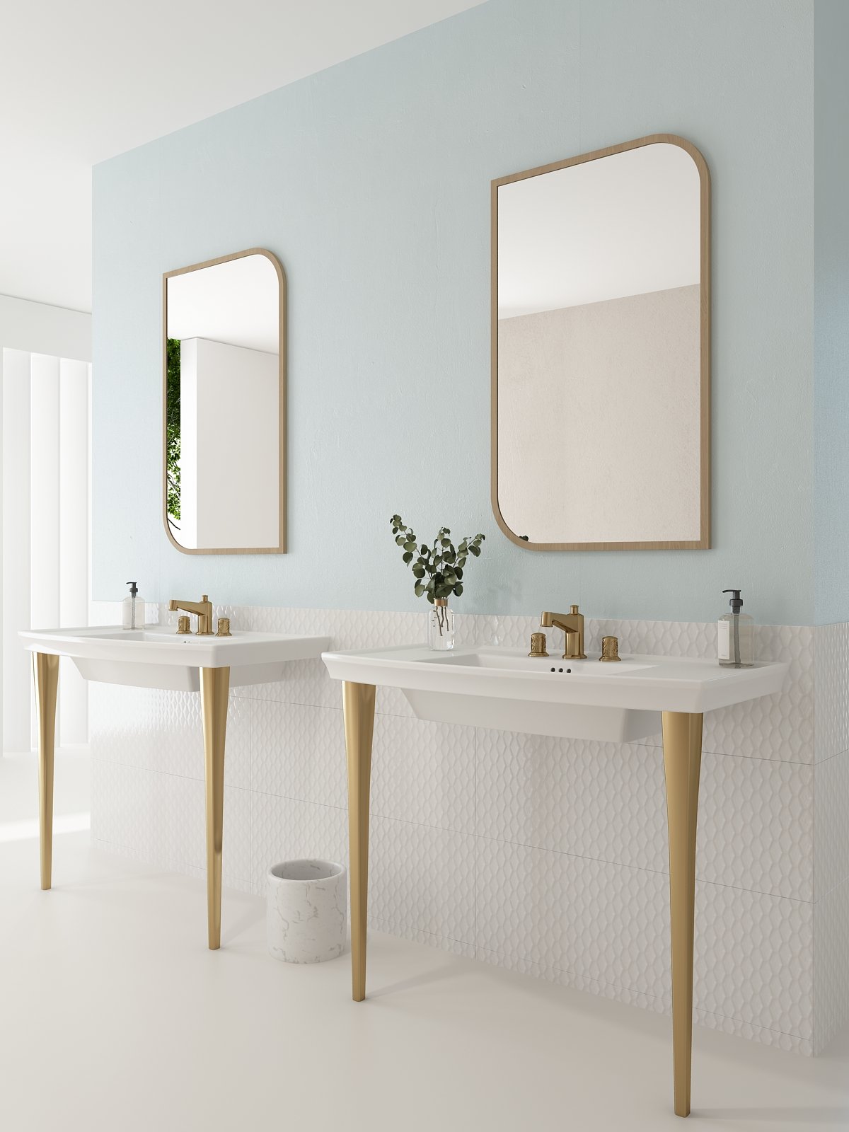 Lavita Wall-Mounted Console Sink Fireclay 40 in. 3-Hole with Overflow 1168