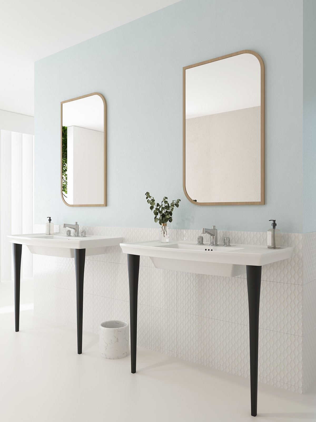 Lavita Wall-Mounted Console Sink Fireclay 40 in. 3-Hole with Overflow 1168