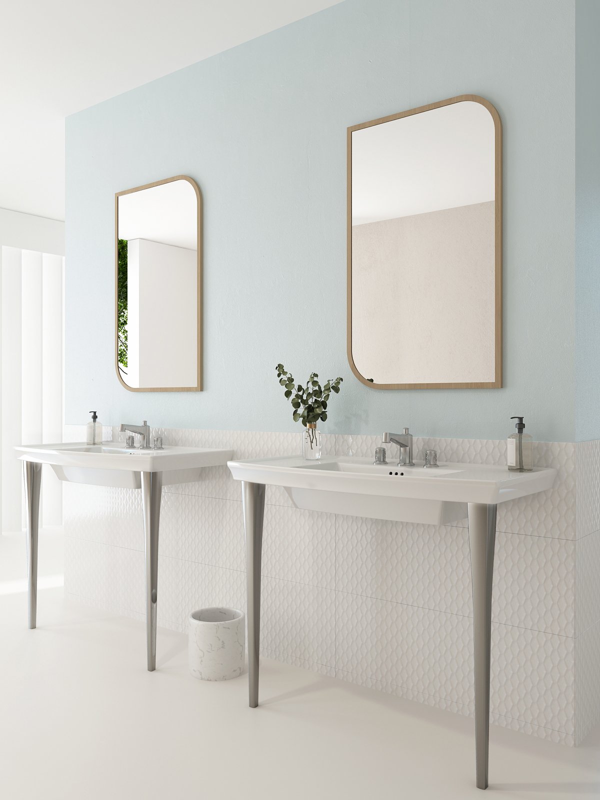 Lavita Wall-Mounted Console Sink Fireclay 40 in. 3-Hole with Overflow 1168