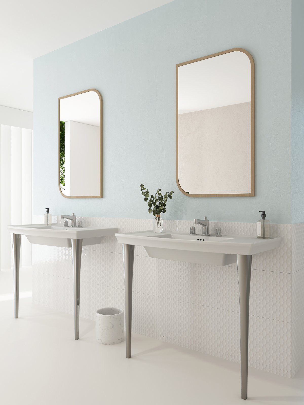Lavita Wall-Mounted Console Sink Fireclay 40 in. 3-Hole with Overflow 1168