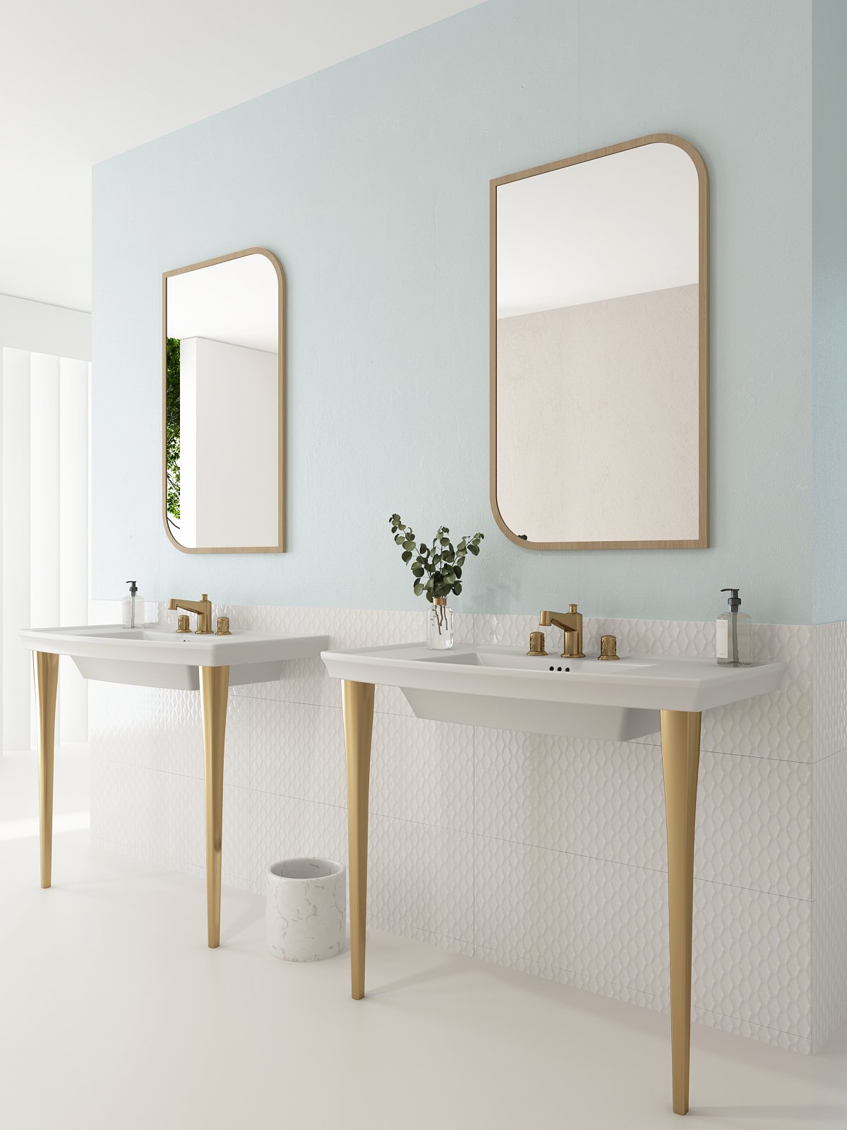 Lavita Wall-Mounted Console Sink Fireclay 40 in. 3-Hole with Overflow 1168