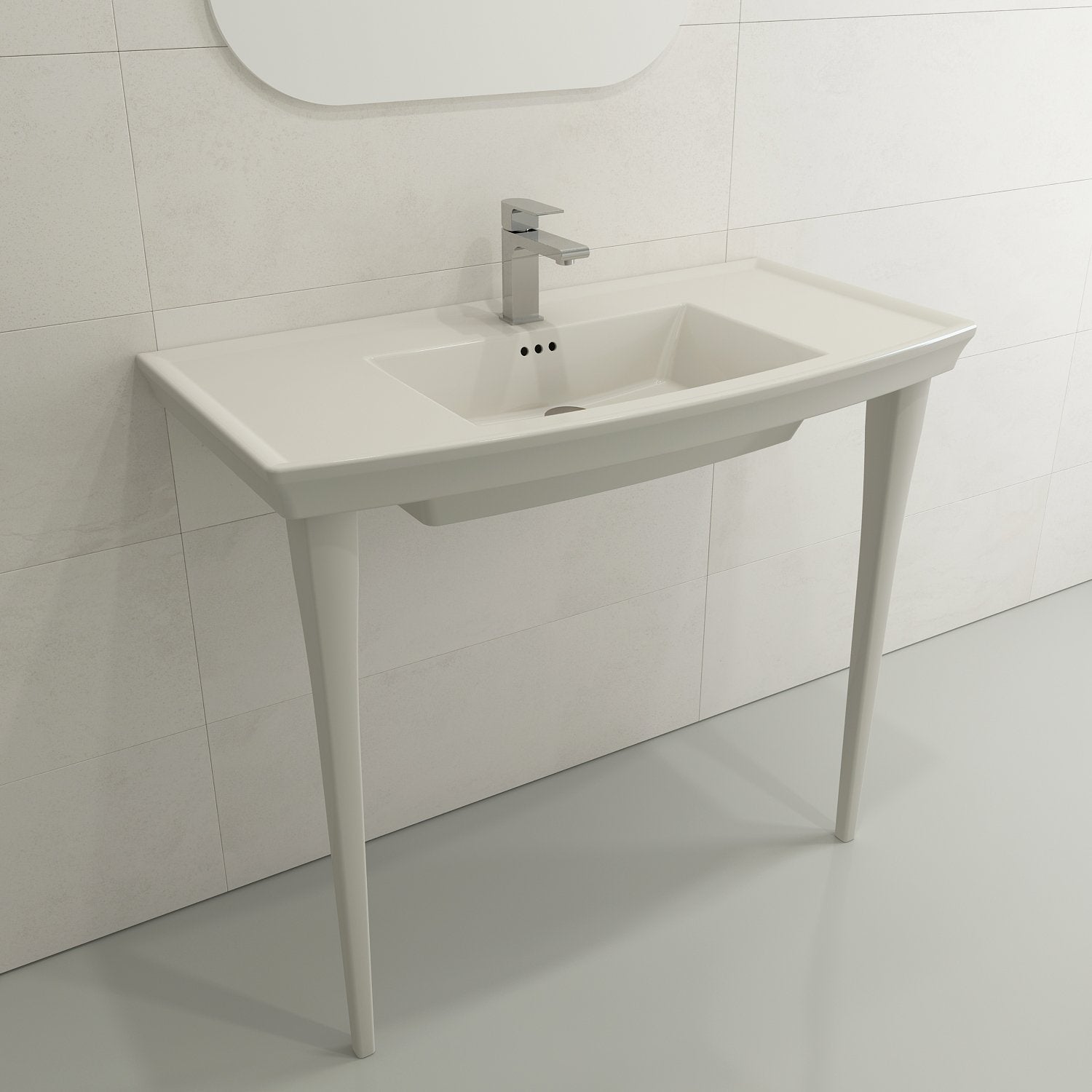 Lavita Wall-Mounted Console Sink Fireclay 40 in. 3-Hole with Overflow 1168